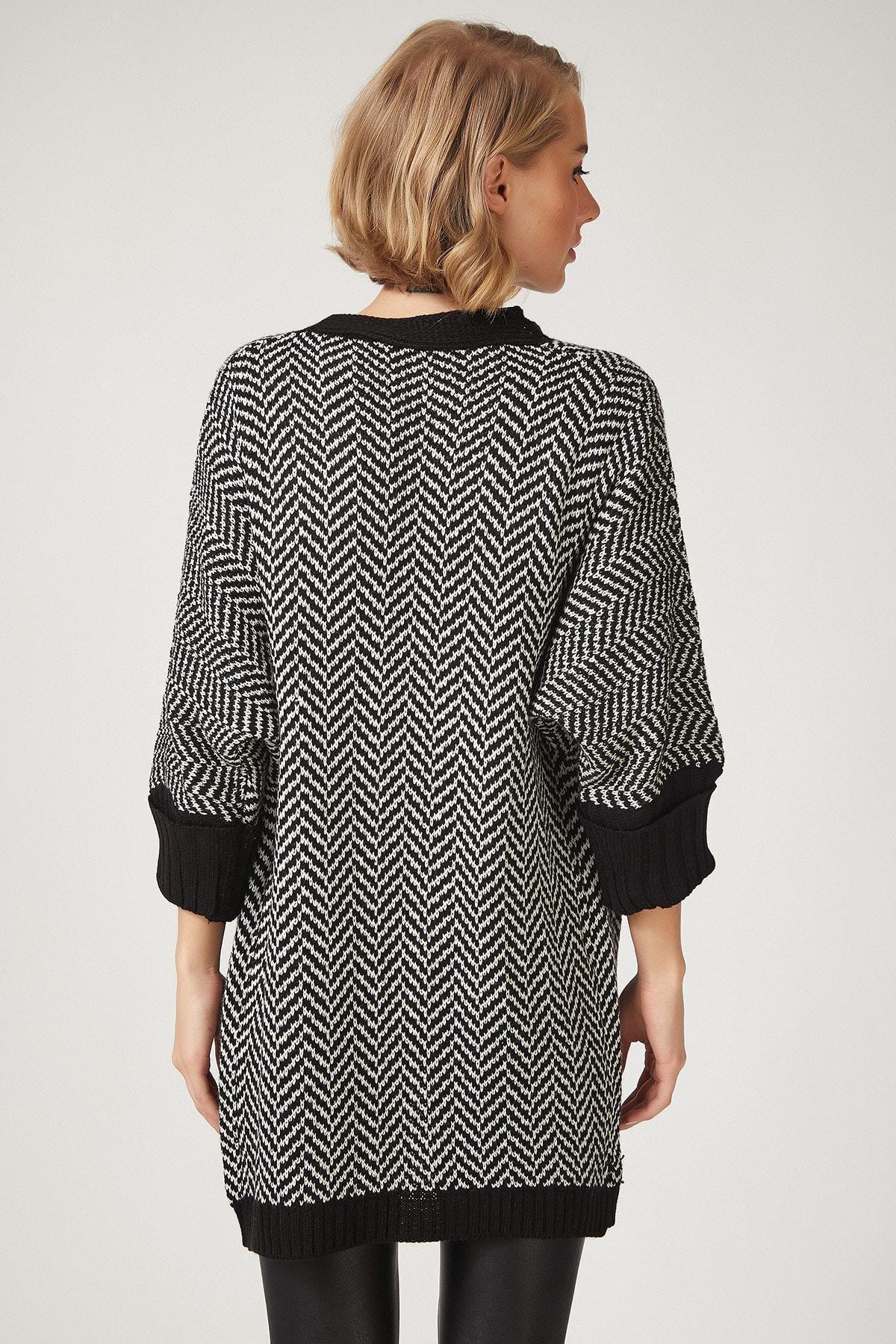 Black Oversized Knitted Cardigan, BLACK, large image number 2