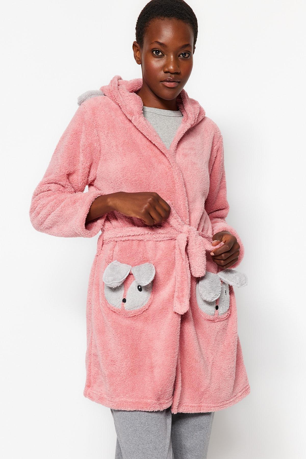 Pink Midi Dressing Gown, , large image number 1