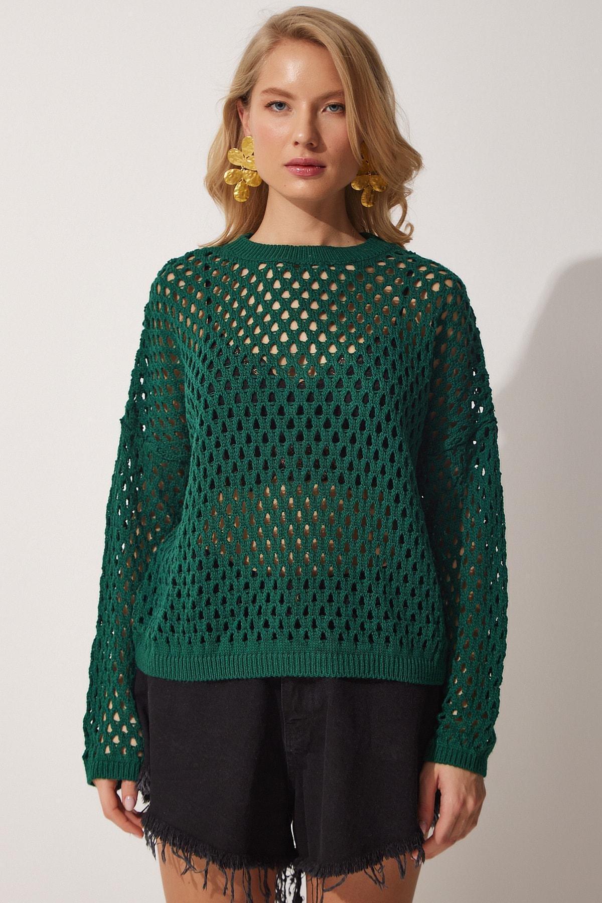 Green Knitted Top, Dark green, large image number 3
