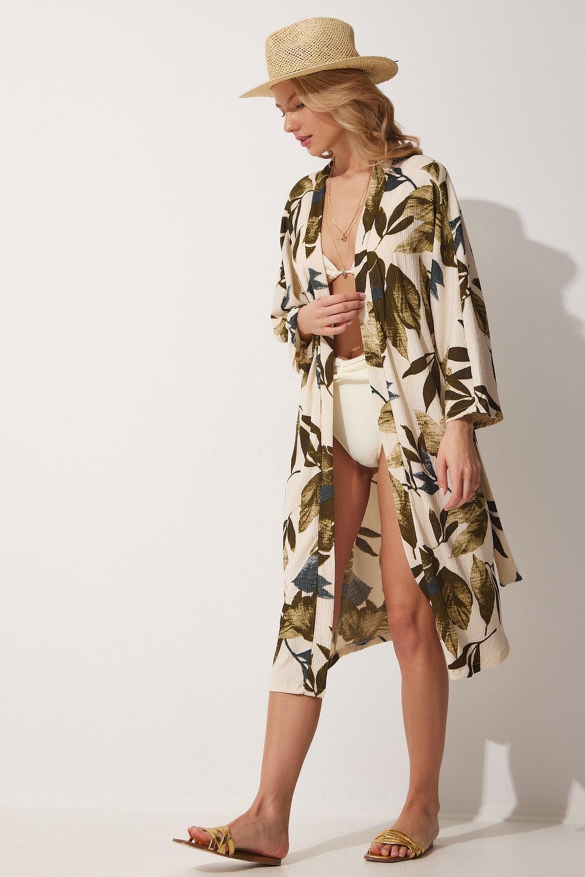 Green Floral Kimono, , large image number 1