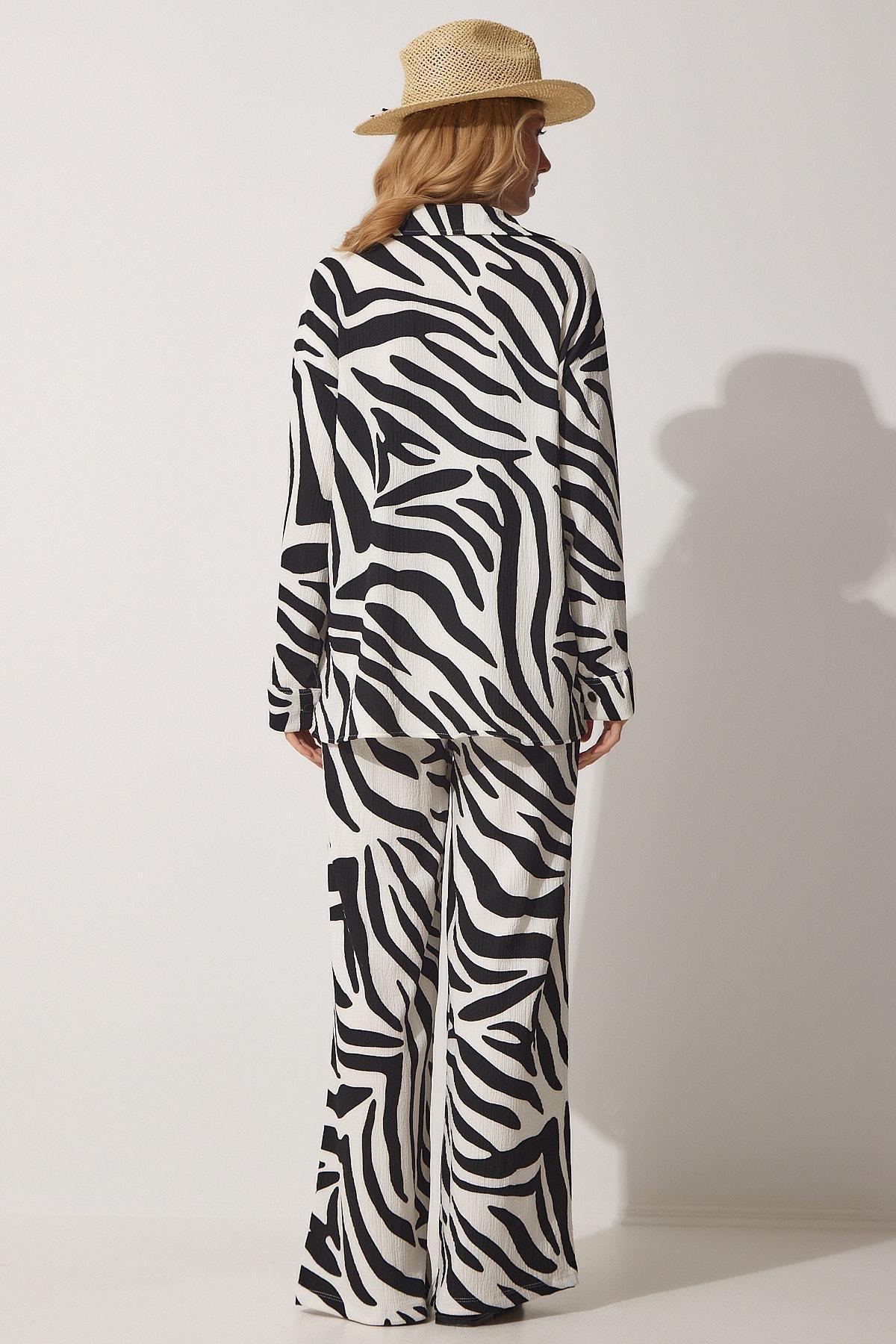 Black Animal Print Co-ord Set, BLACK WHITE, large image number 1