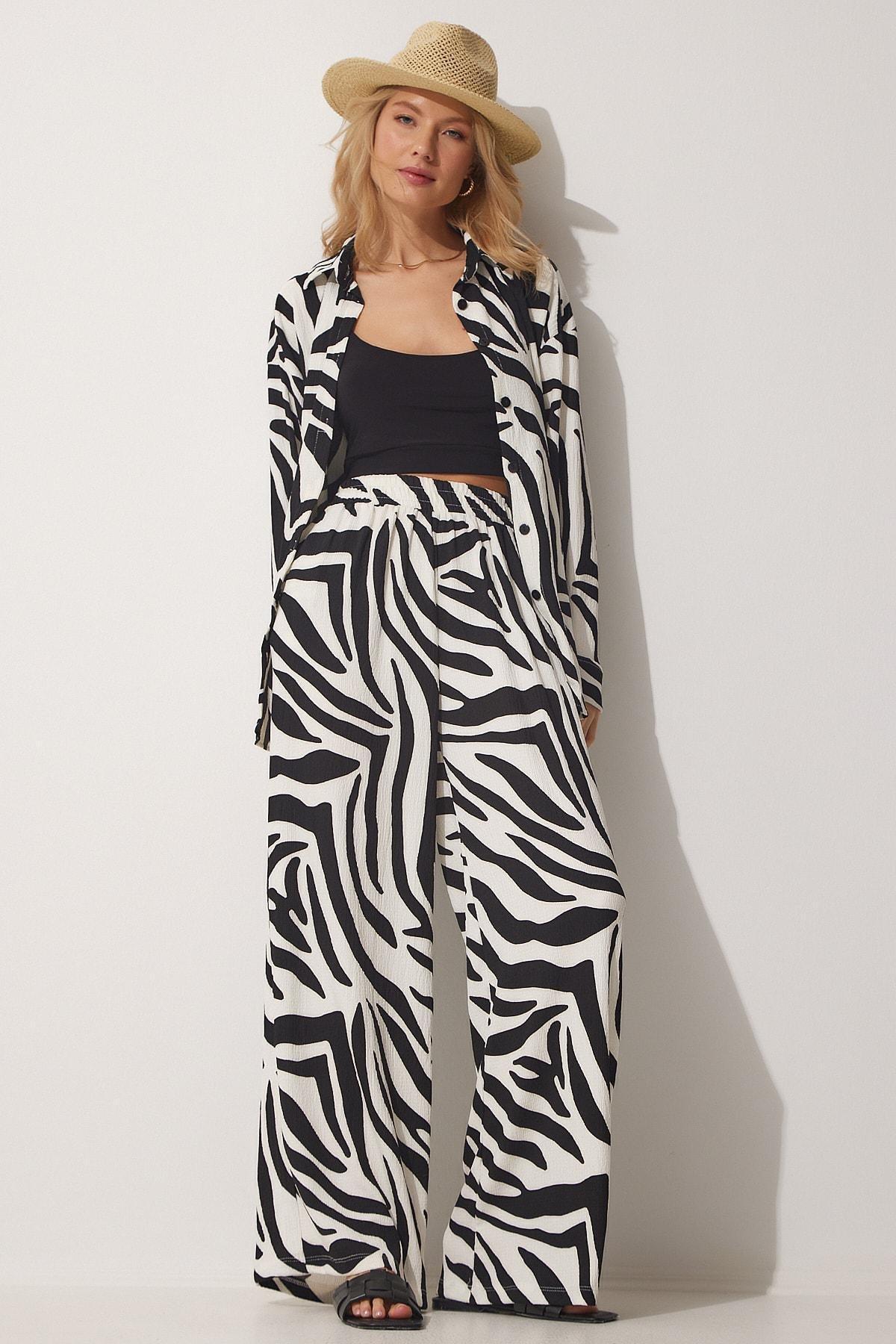 Black Animal Print Co-ord Set, BLACK WHITE, large image number 3