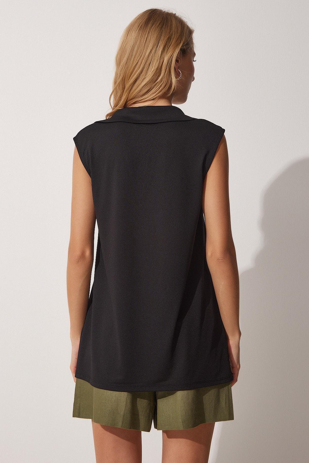Black Basic Blouse, BLACK, large image number 2