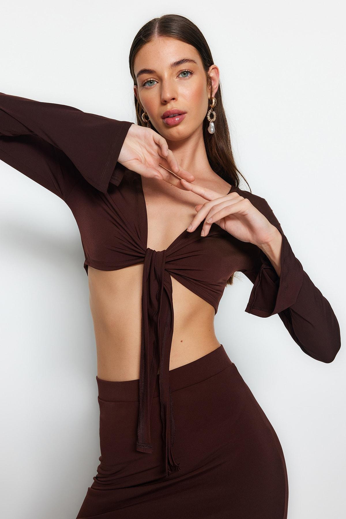 طقم متناسق بقصة سليم فت، بني, Dark brown, large image number 1