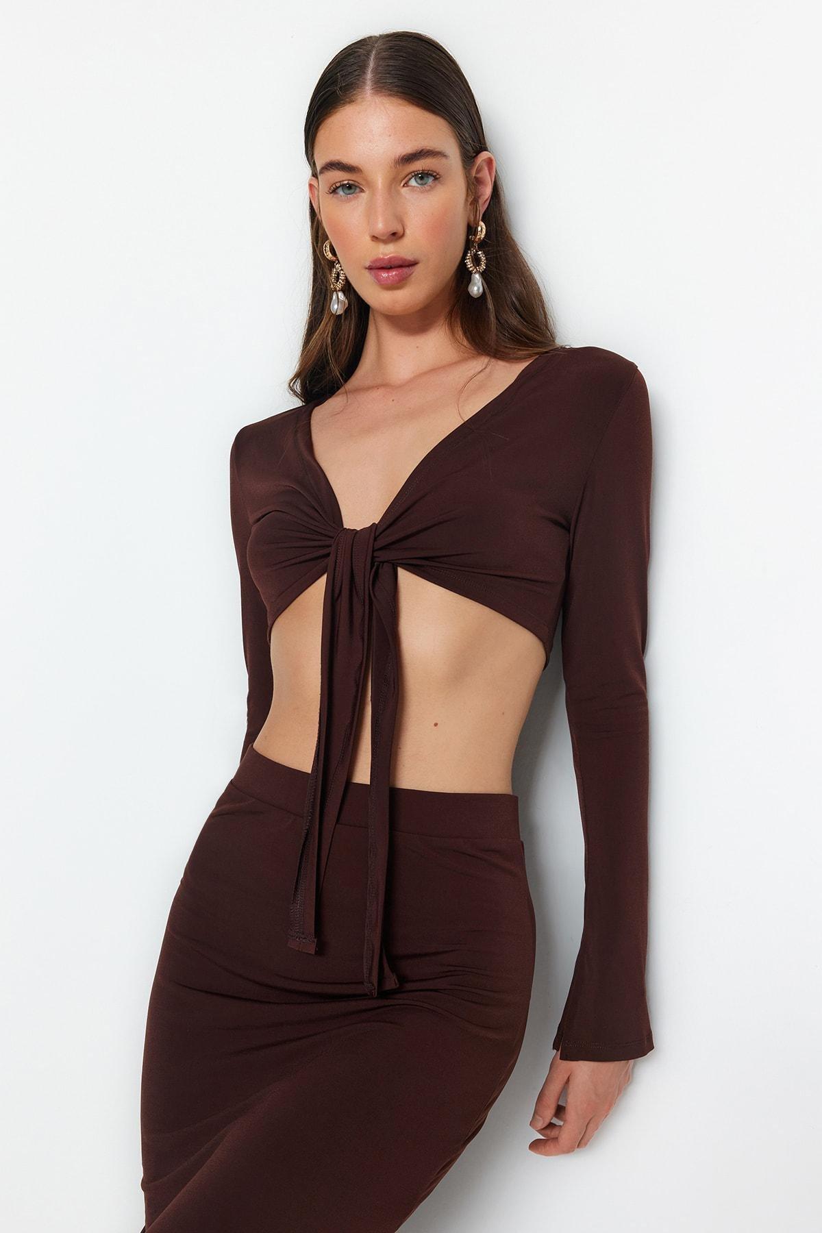 طقم متناسق بقصة سليم فت، بني, Dark brown, large image number 2