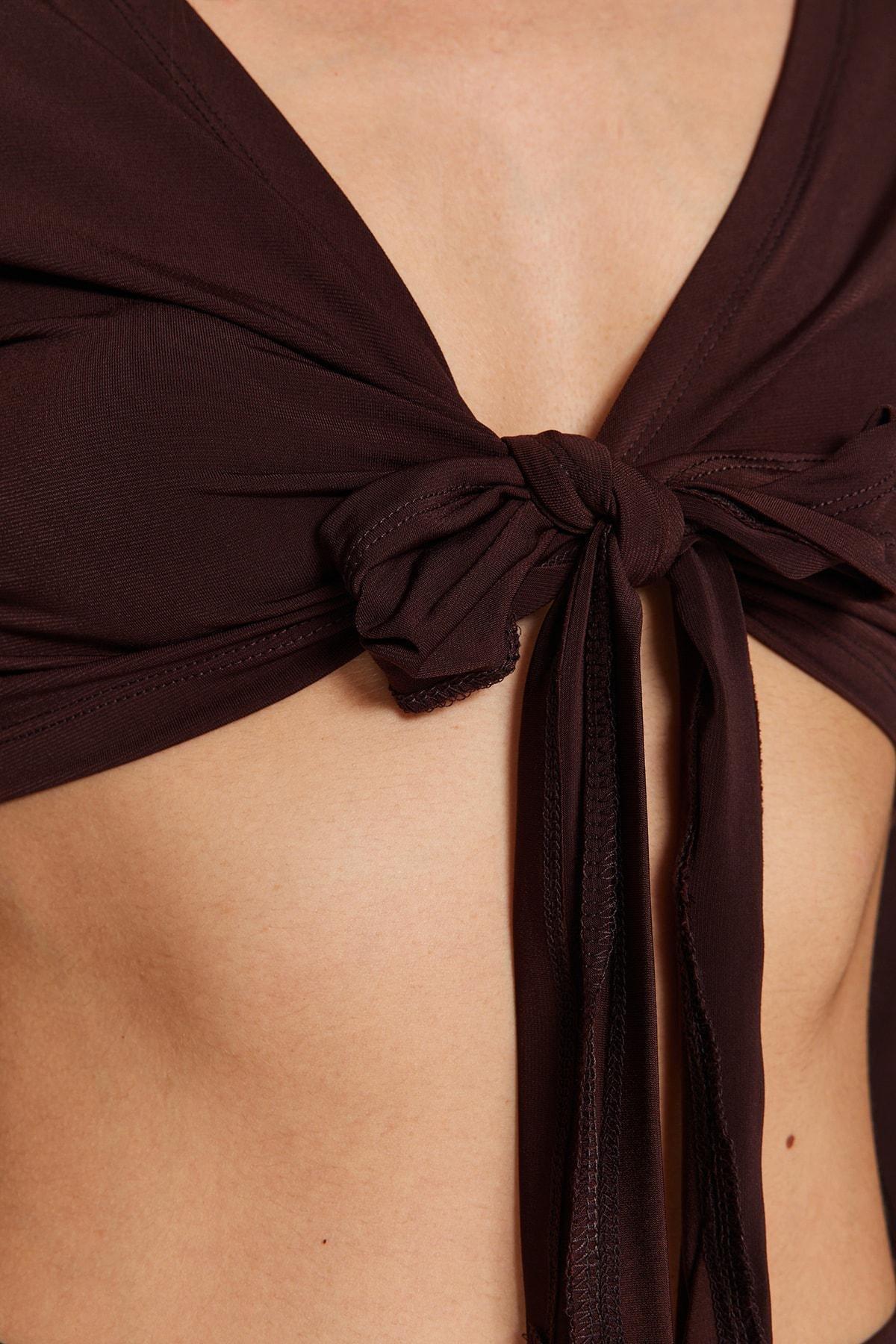 طقم متناسق بقصة سليم فت، بني, Dark brown, large image number 4