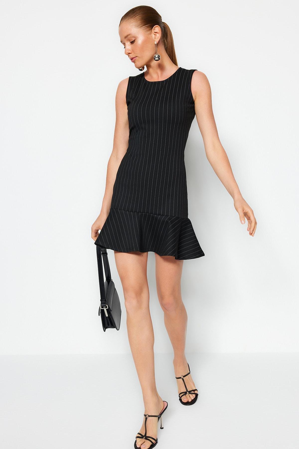 Black Ruffle Hem Dress, , large image number 0