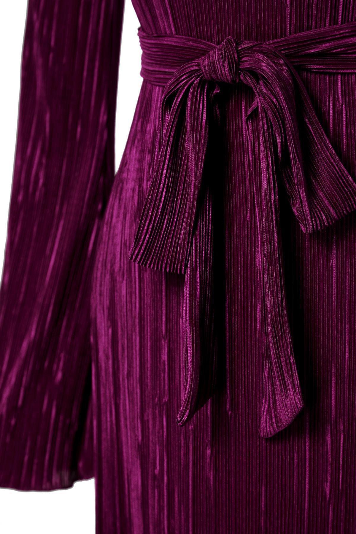 Purple A-Line Midi Knitted Dress, , large image number 6