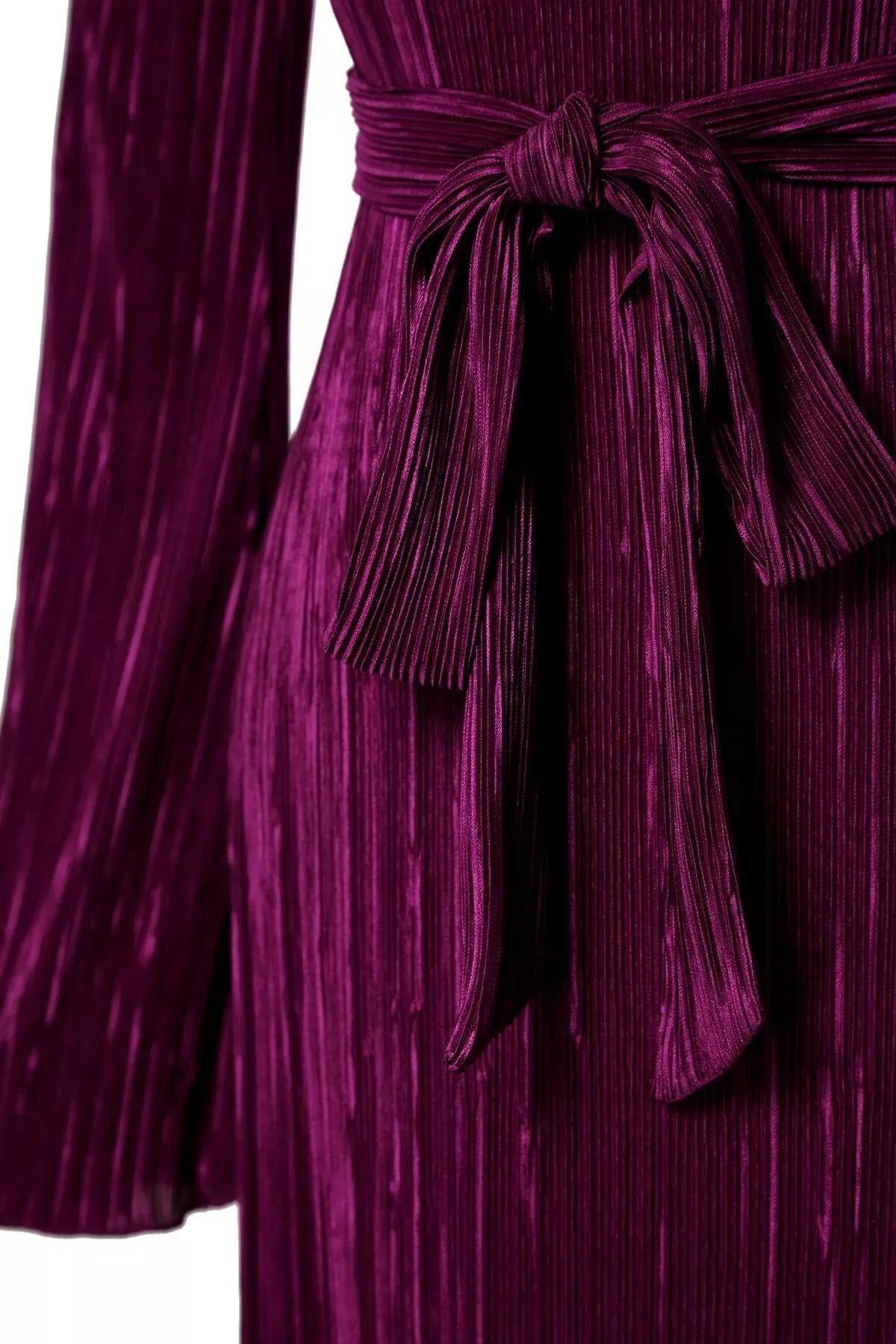 Purple A-Line Midi Knitted Dress, Purple, large image number 6