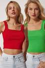 Happiness - Multicolour Basic Crop Top, Set Of 2
