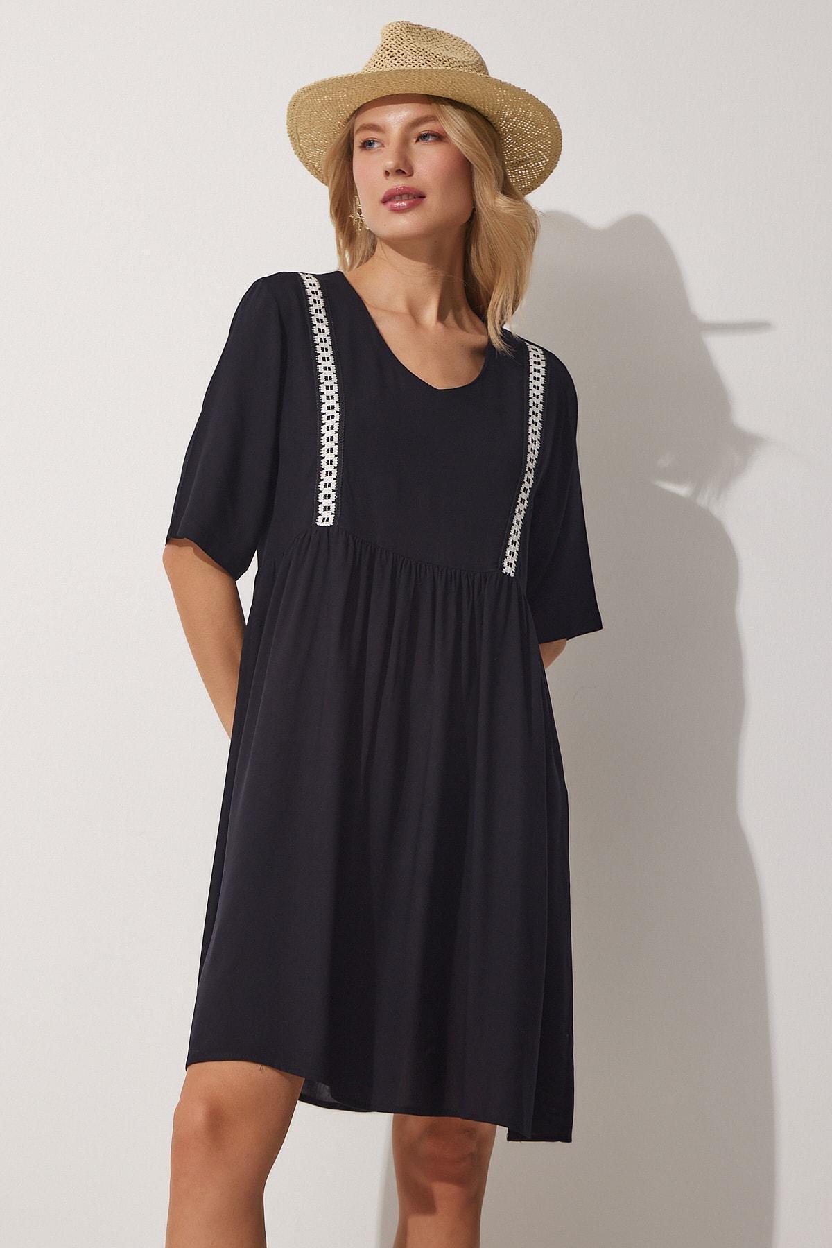 Black A-Line Dress, BLACK, large image number 1