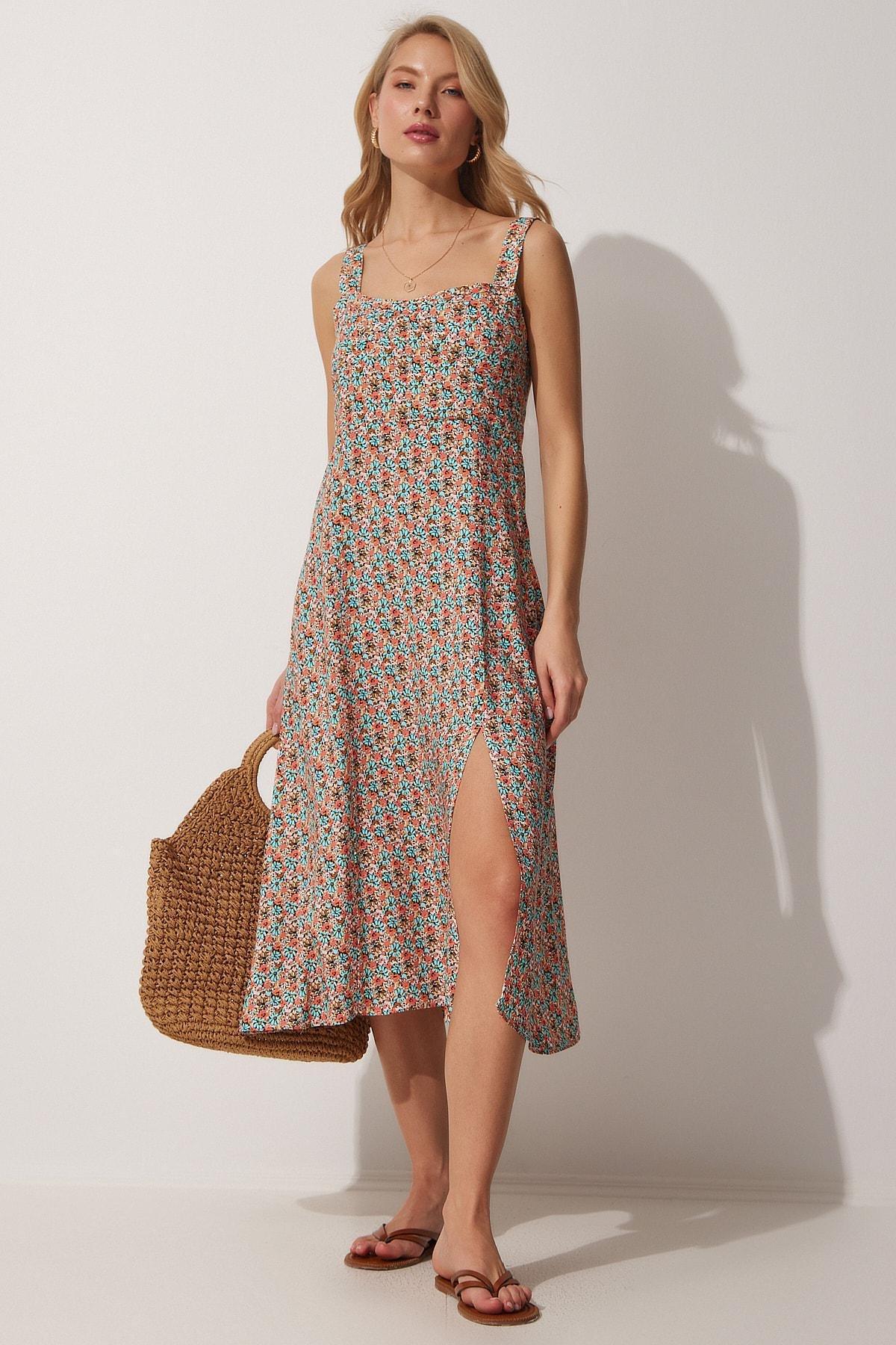 Orange Floral Dress, Tile Blue, large image number 2