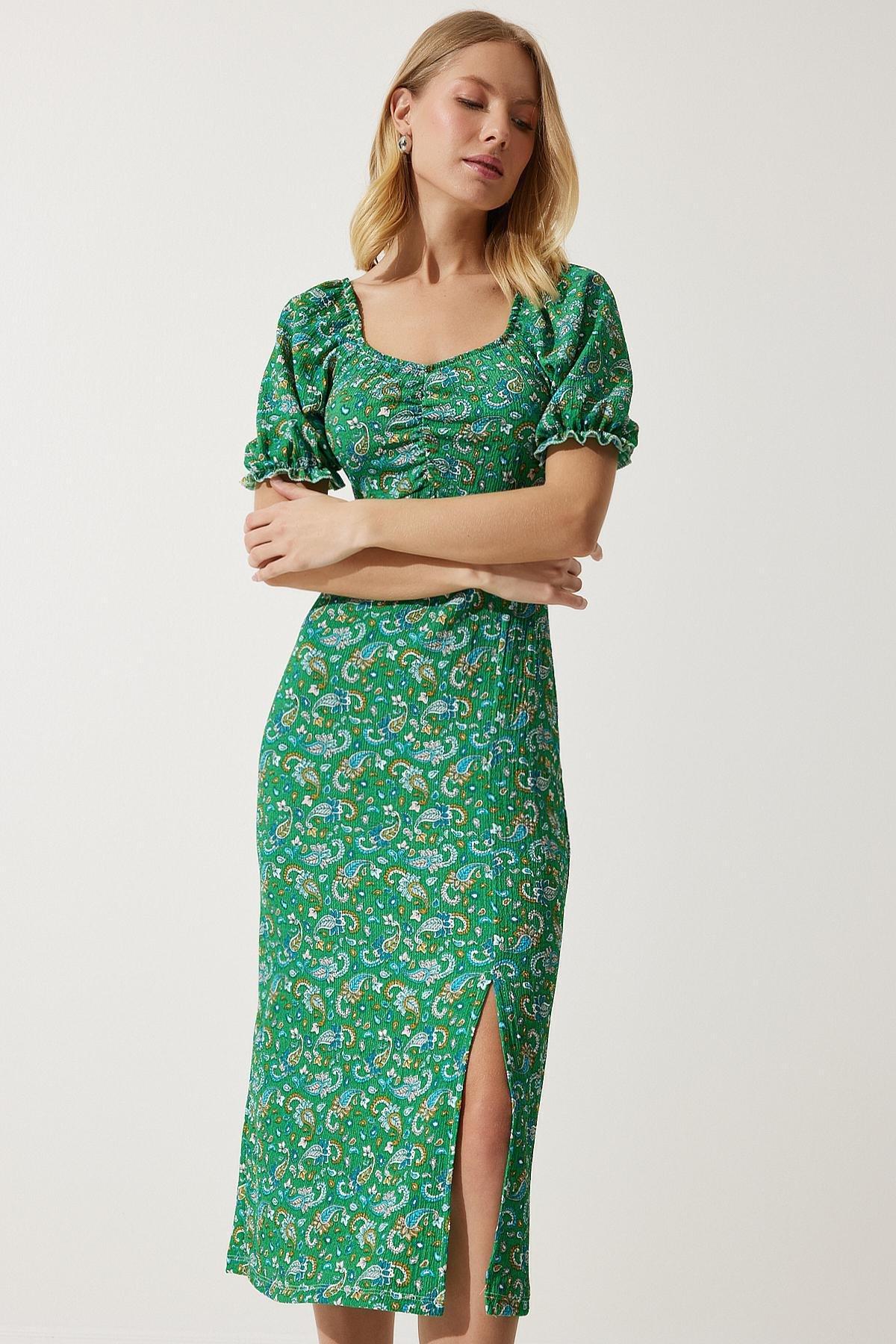 Green Paisley Bardot Midi Dress, C101_5671, large image number 3