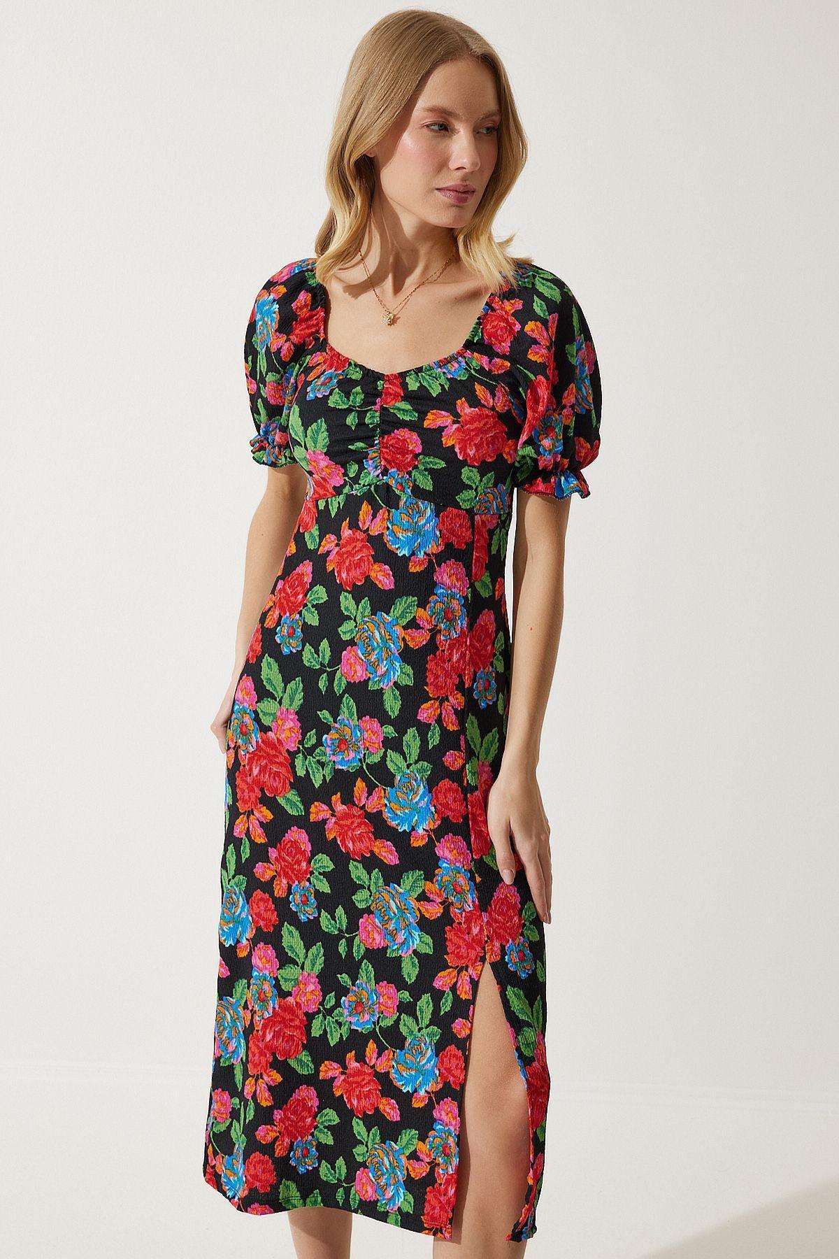 Red Floral Bardot Midi Dress MC00172, , large image number 4