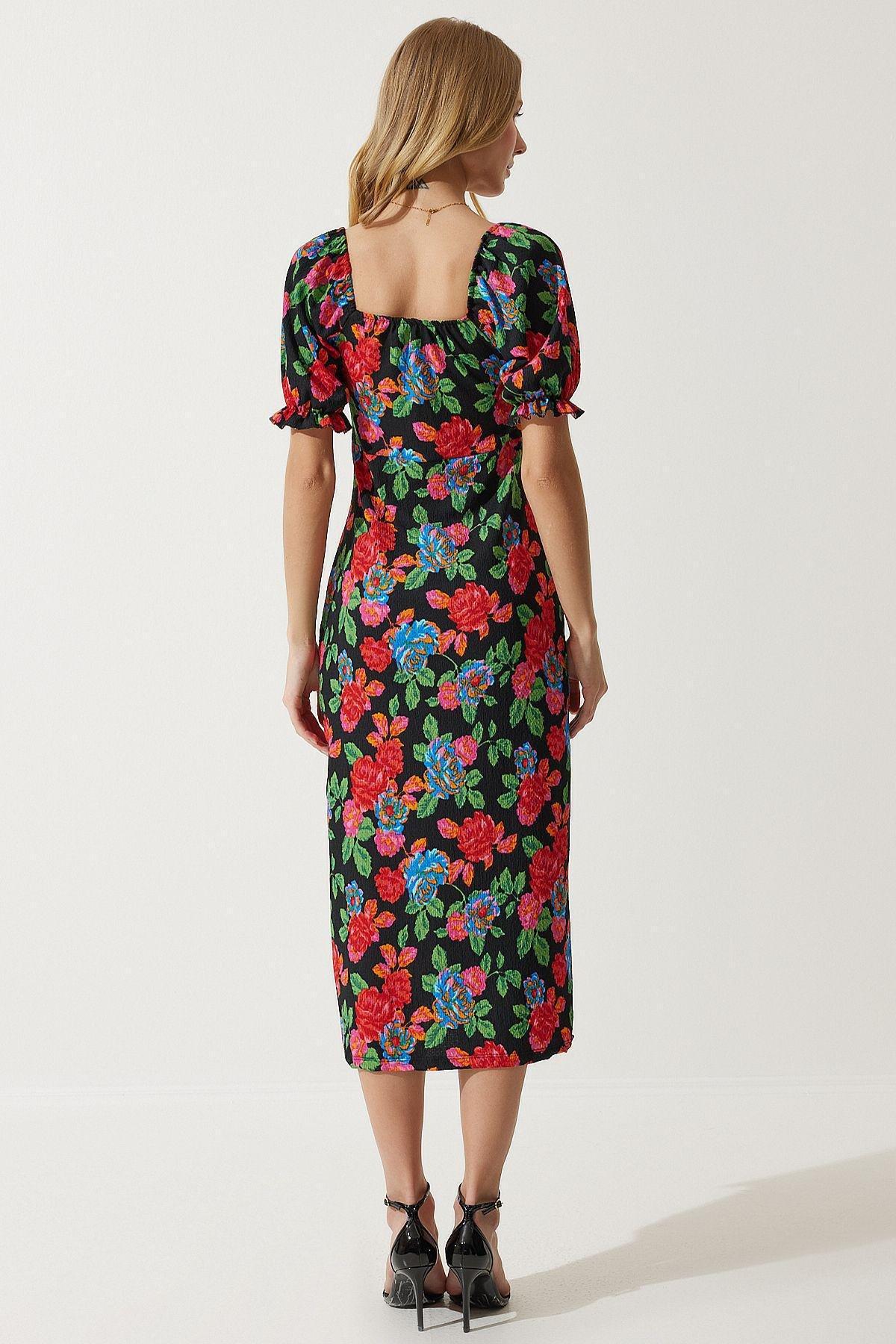 Red Floral Bardot Midi Dress MC00172, , large image number 6