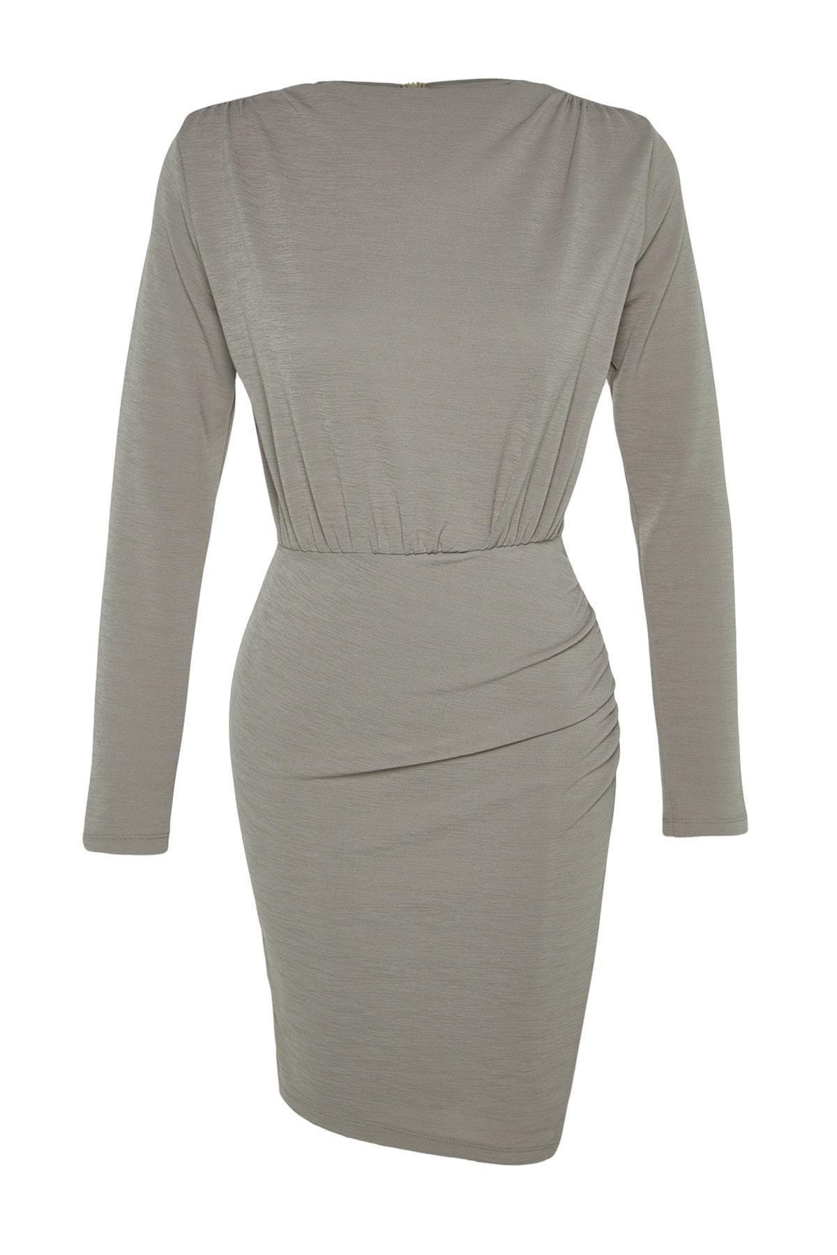 Brown Asymmetric Dress, , large image number 4