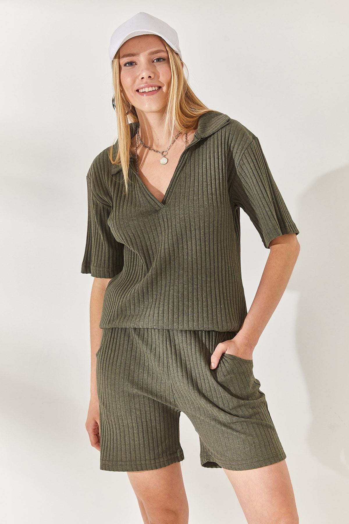 Khaki Polo Neck Top, Set Of 2, Khaki, large image number 2