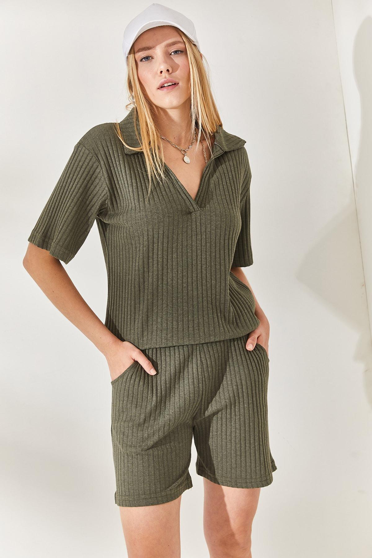 Khaki Polo Neck Top, Set Of 2, Khaki, large image number 3