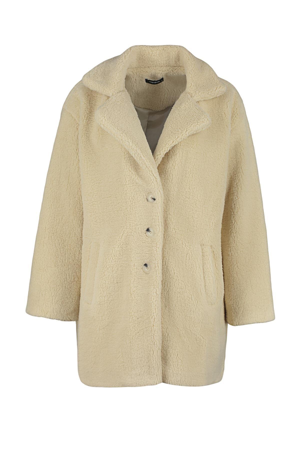 Cream Double-Breasted Coat, , large image number 5