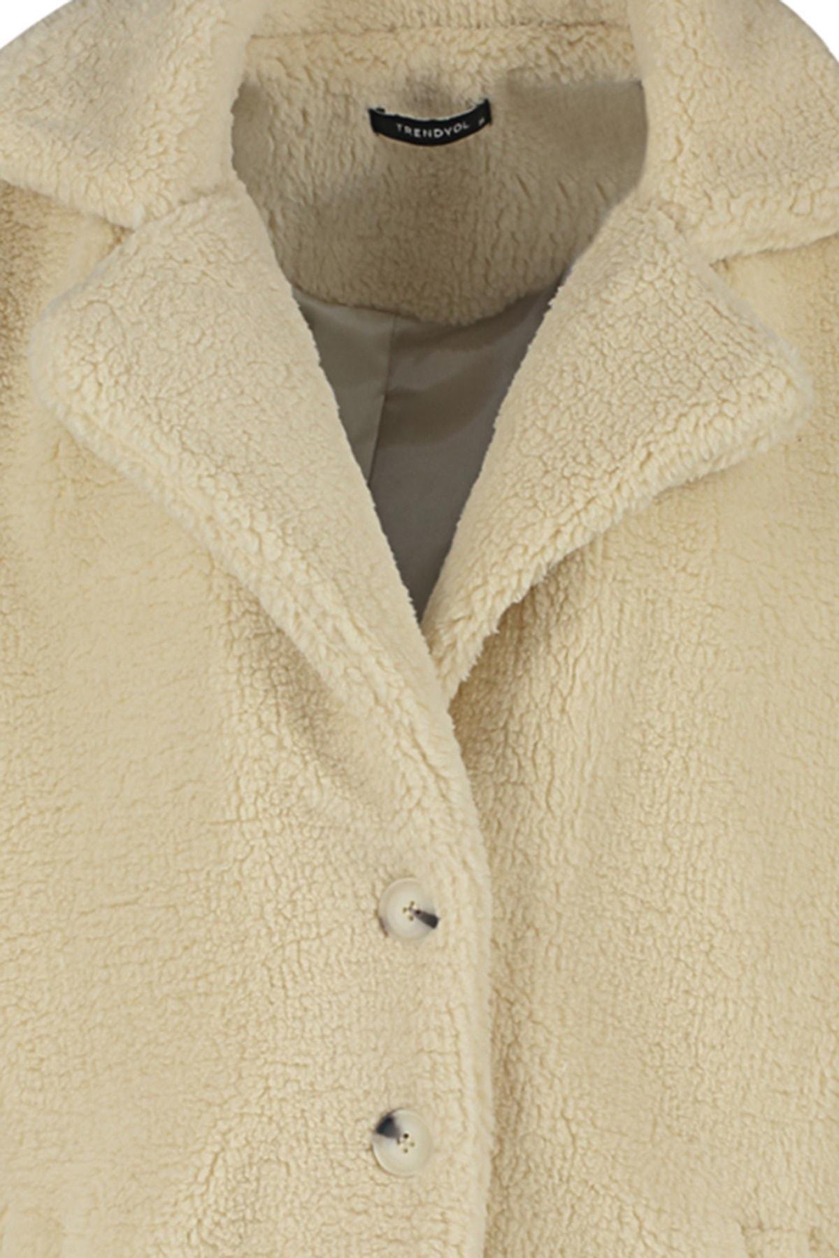 Cream Double-Breasted Coat, , large image number 6