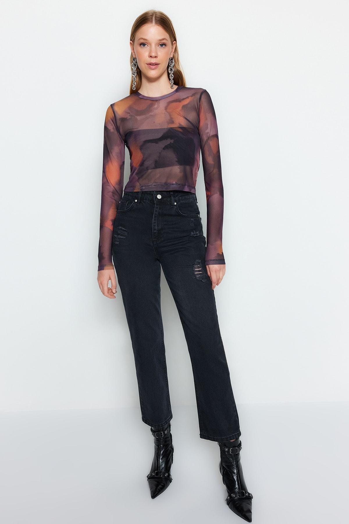Black Slim Fit Blouse, , large image number 2