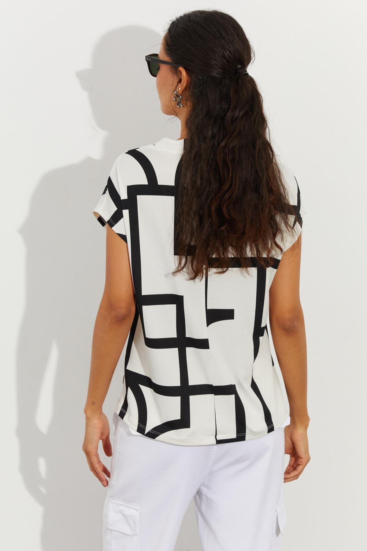 White Graphic Print Blouse, , large image number 3