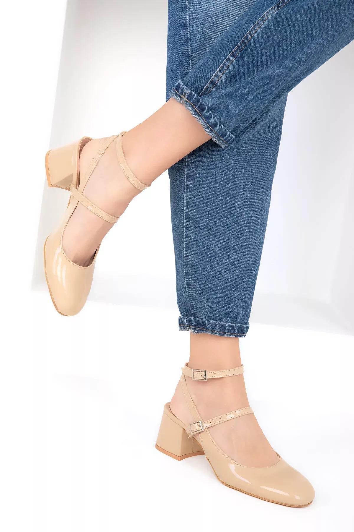 Nude Patent Leather-Nude Womens Classic Heeled Shoes 18123, C101_5364, large image number 1