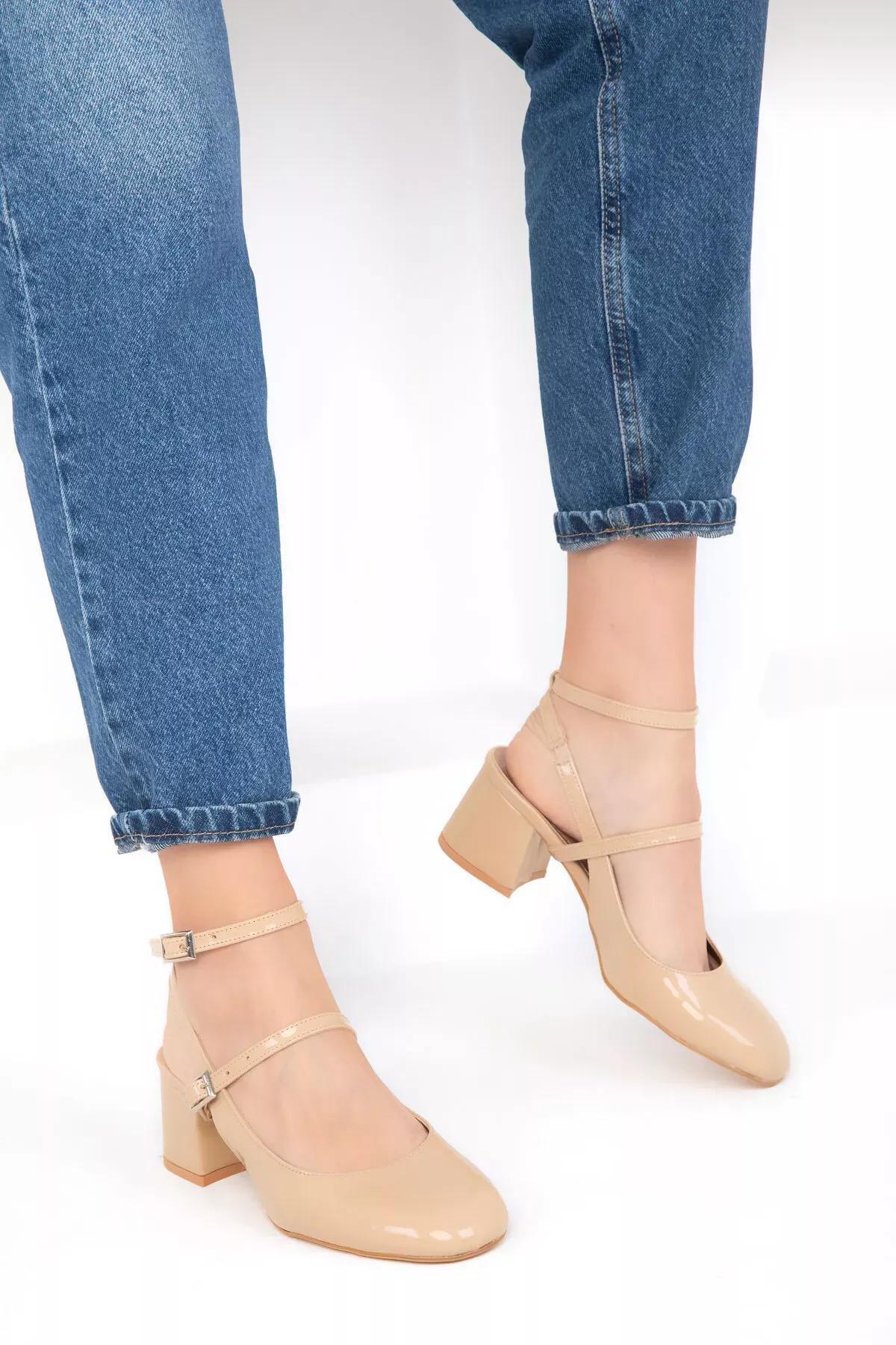 Nude Patent Leather-Nude Womens Classic Heeled Shoes 18123, C101_5364, large image number 2