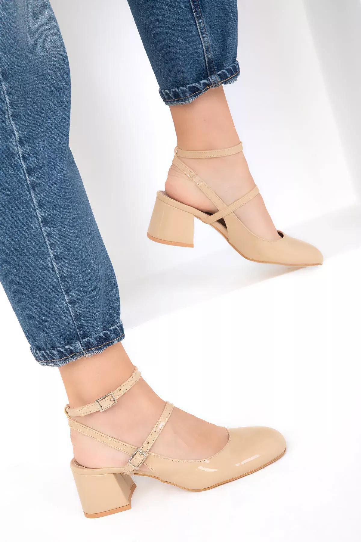 Nude Patent Leather-Nude Womens Classic Heeled Shoes 18123, C101_5364, large image number 3