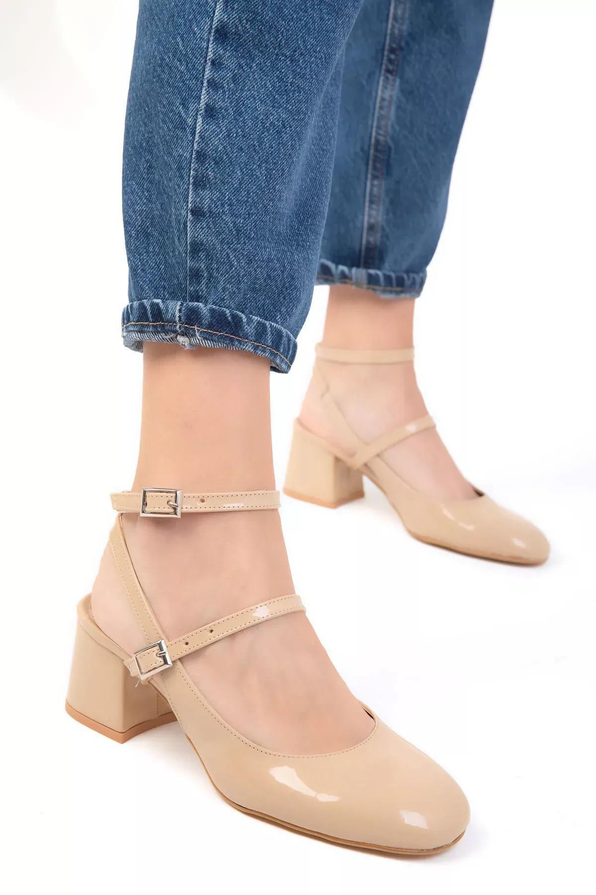 Nude Patent Leather-Nude Womens Classic Heeled Shoes 18123, C101_5364, large image number 4