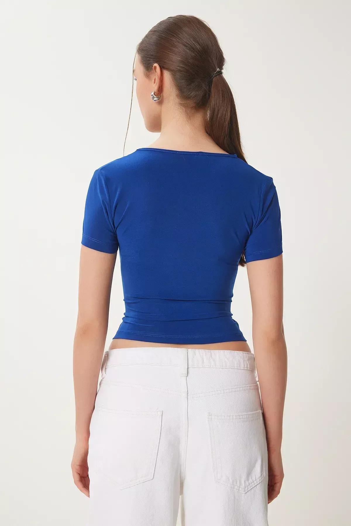 Blue Plain Blouse, DARK BLUE, large image number 8
