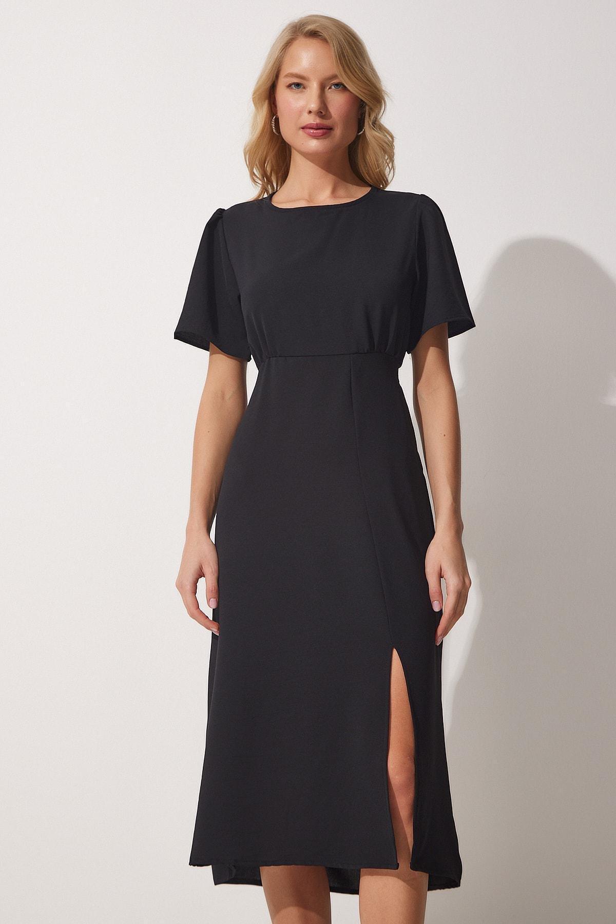 Black A-Line Dress, BLACK, large image number 0