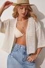 Happiness - White Openwork Knitted Cardigan