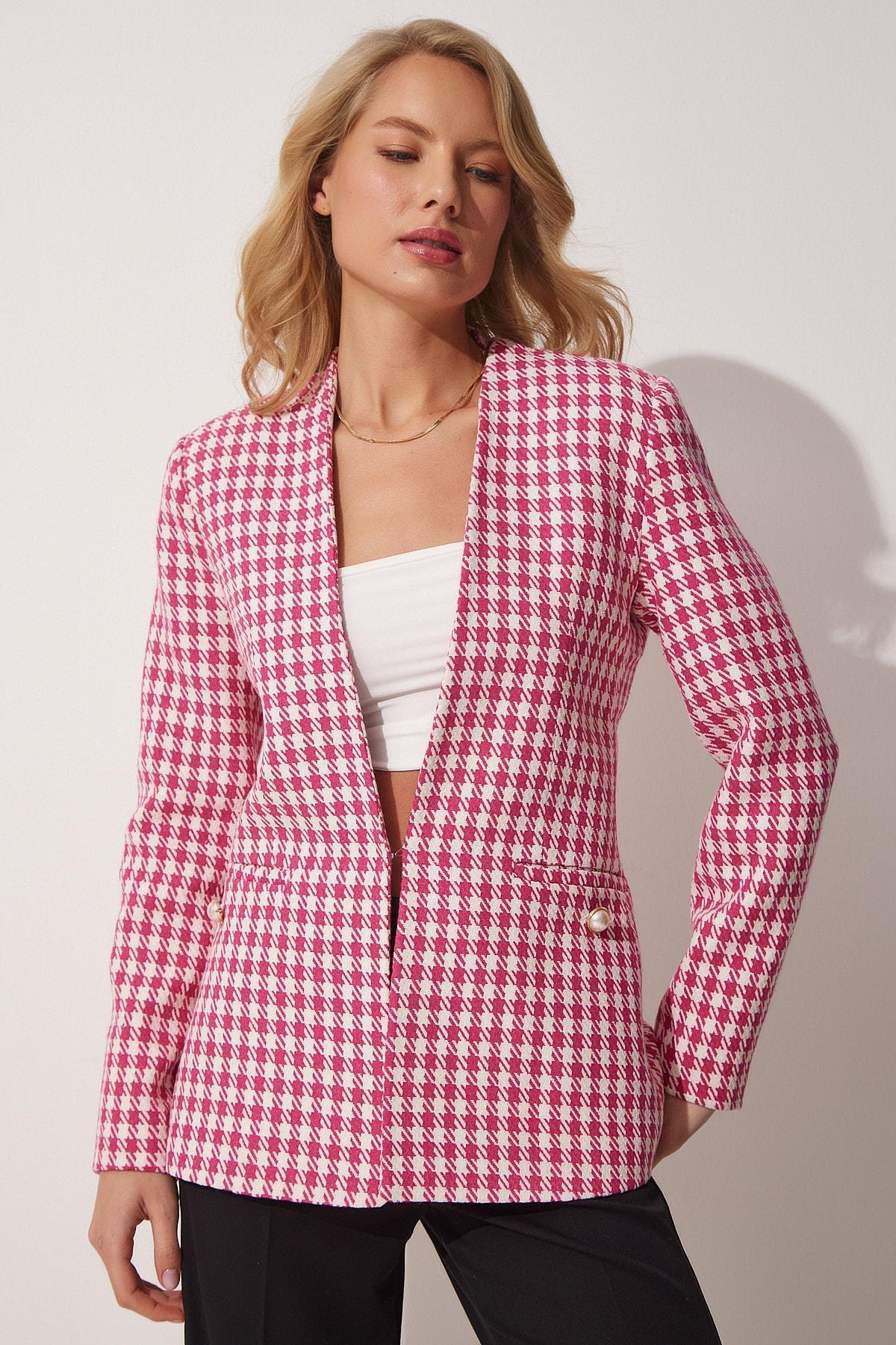 Pink Plaid Jacket, Pink, large image number 0