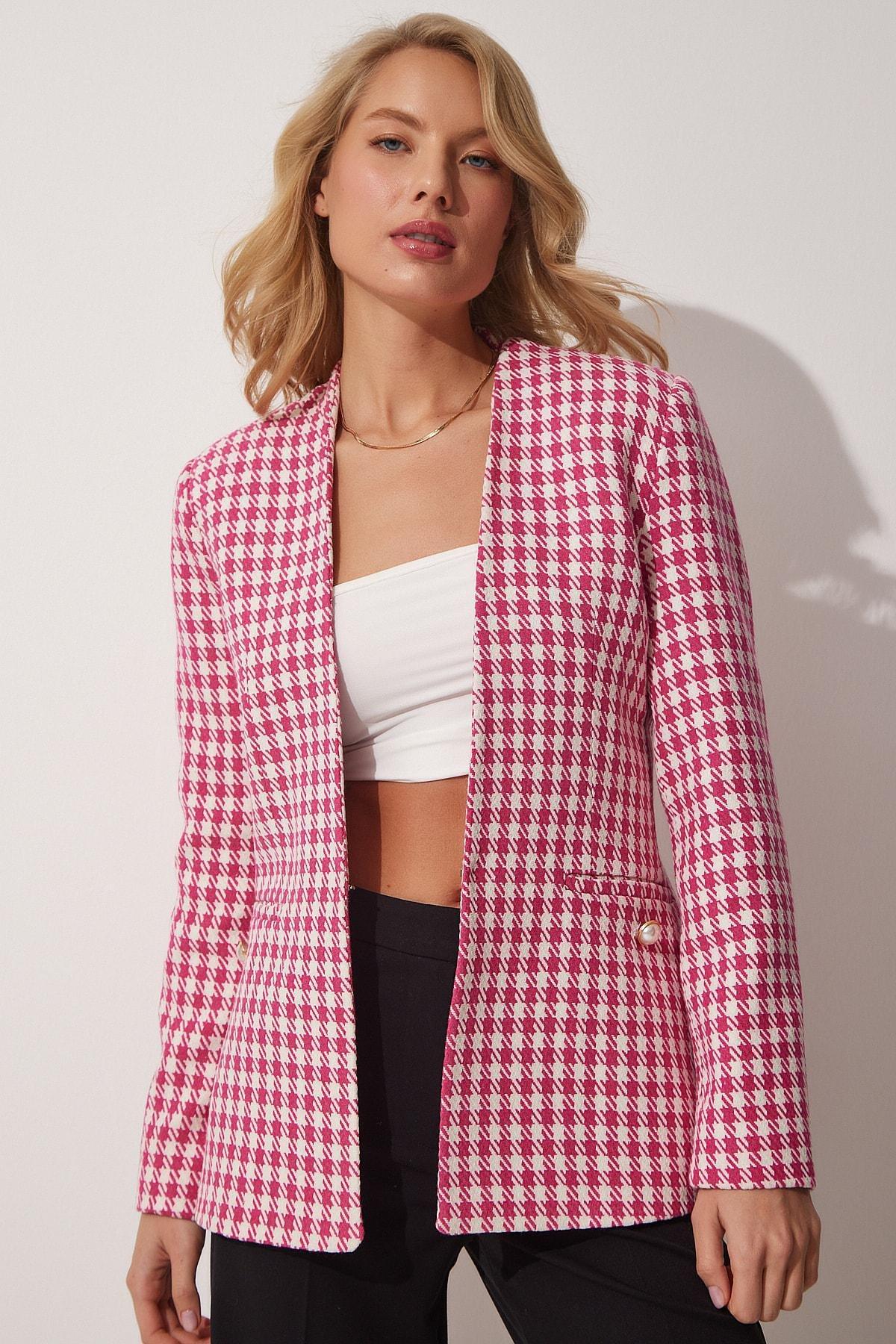 Pink Plaid Jacket, Pink, large image number 1