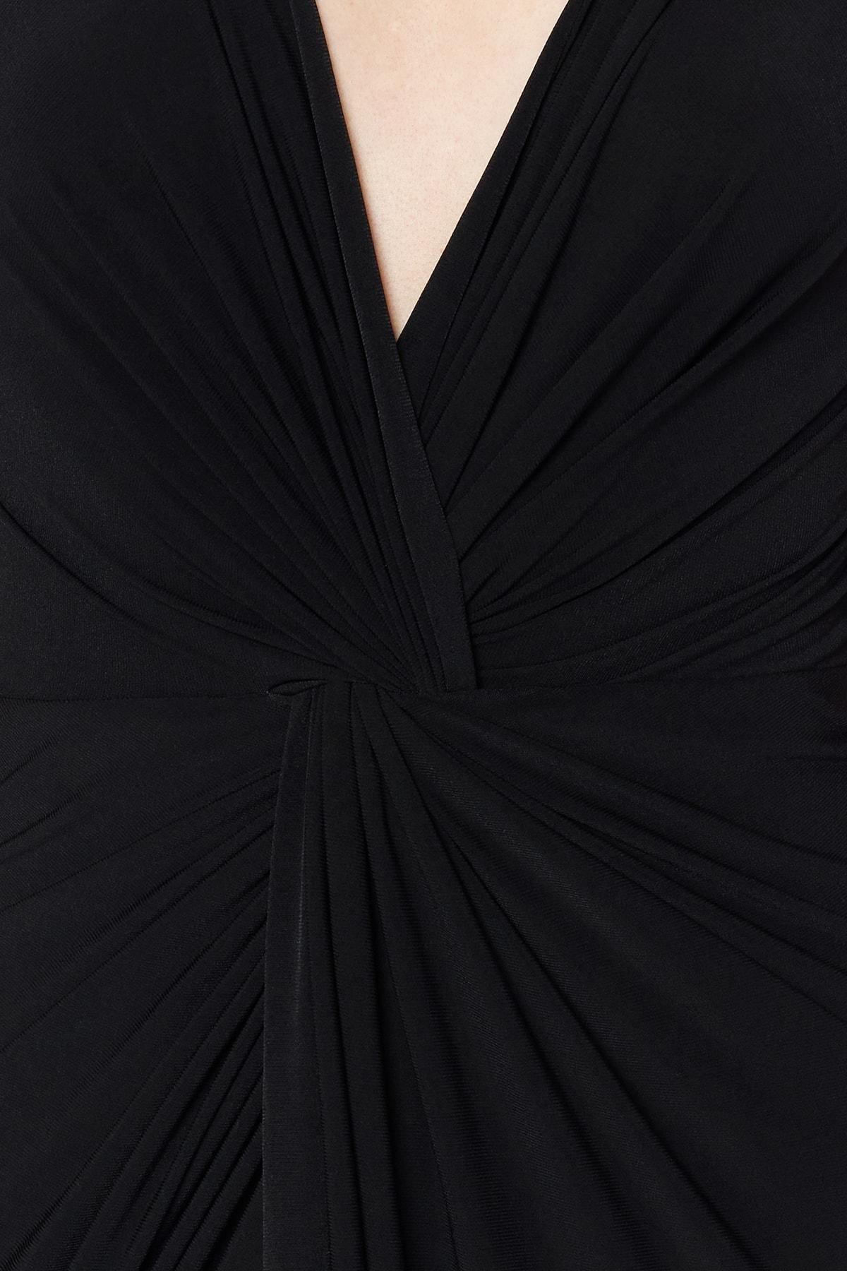 Black Mermaid Occasionwear V-Neck Maxi Dress, , large image number 4