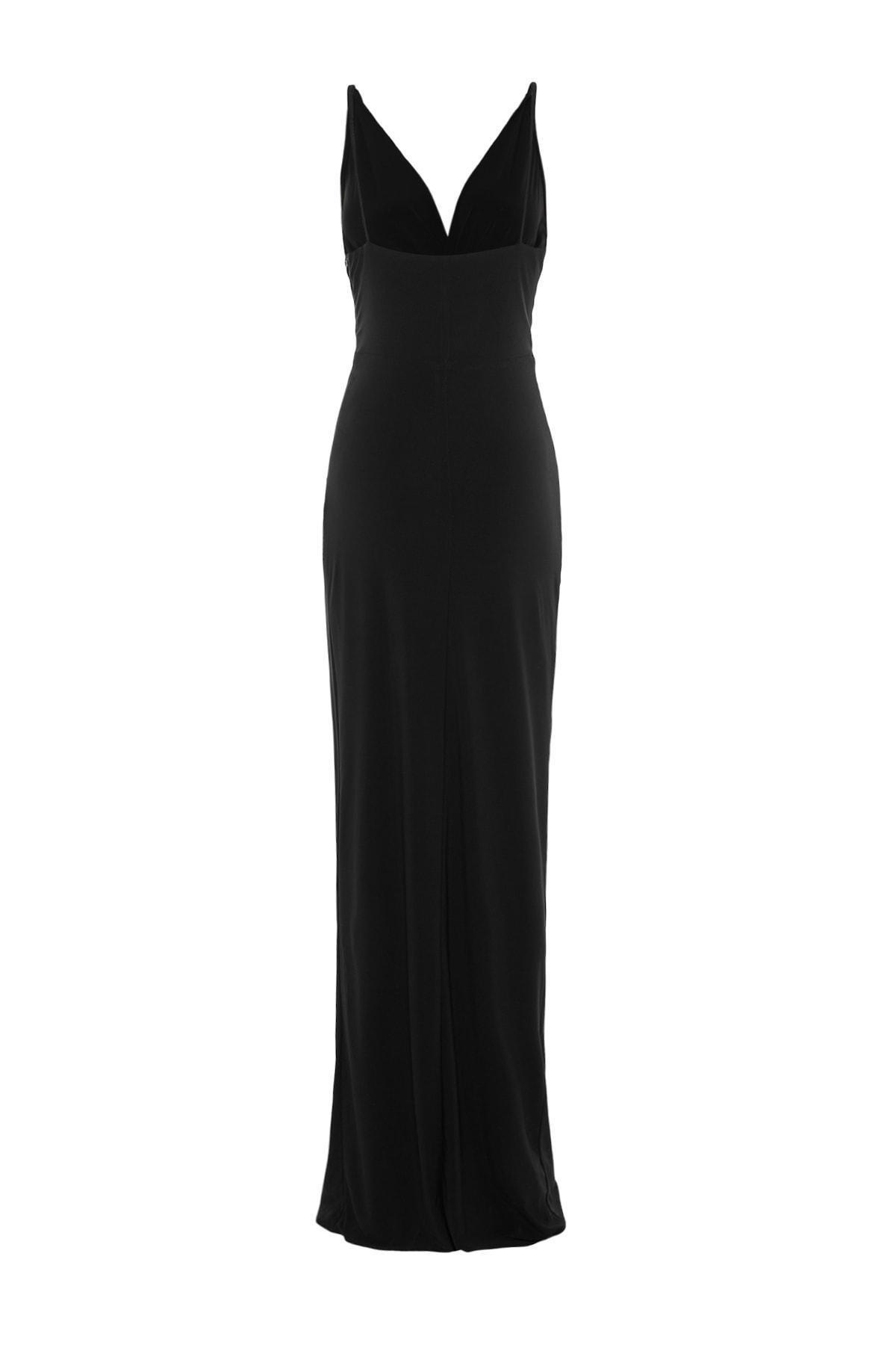 Black Mermaid Occasionwear V-Neck Maxi Dress, , large image number 5