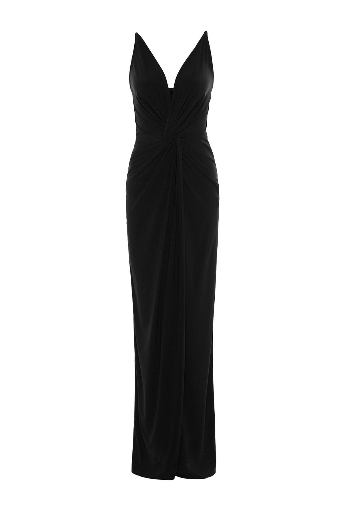 Black Mermaid Occasionwear V-Neck Maxi Dress, , large image number 6
