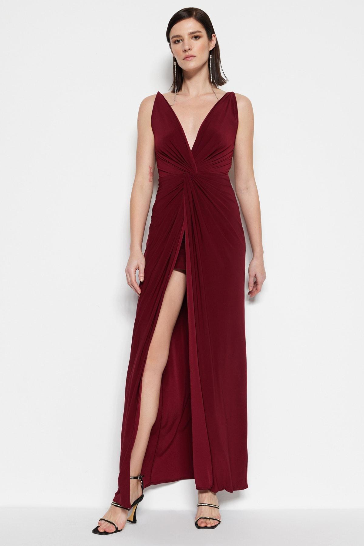 Burgundy Mermaid Occasionwear Dress, , large image number 1