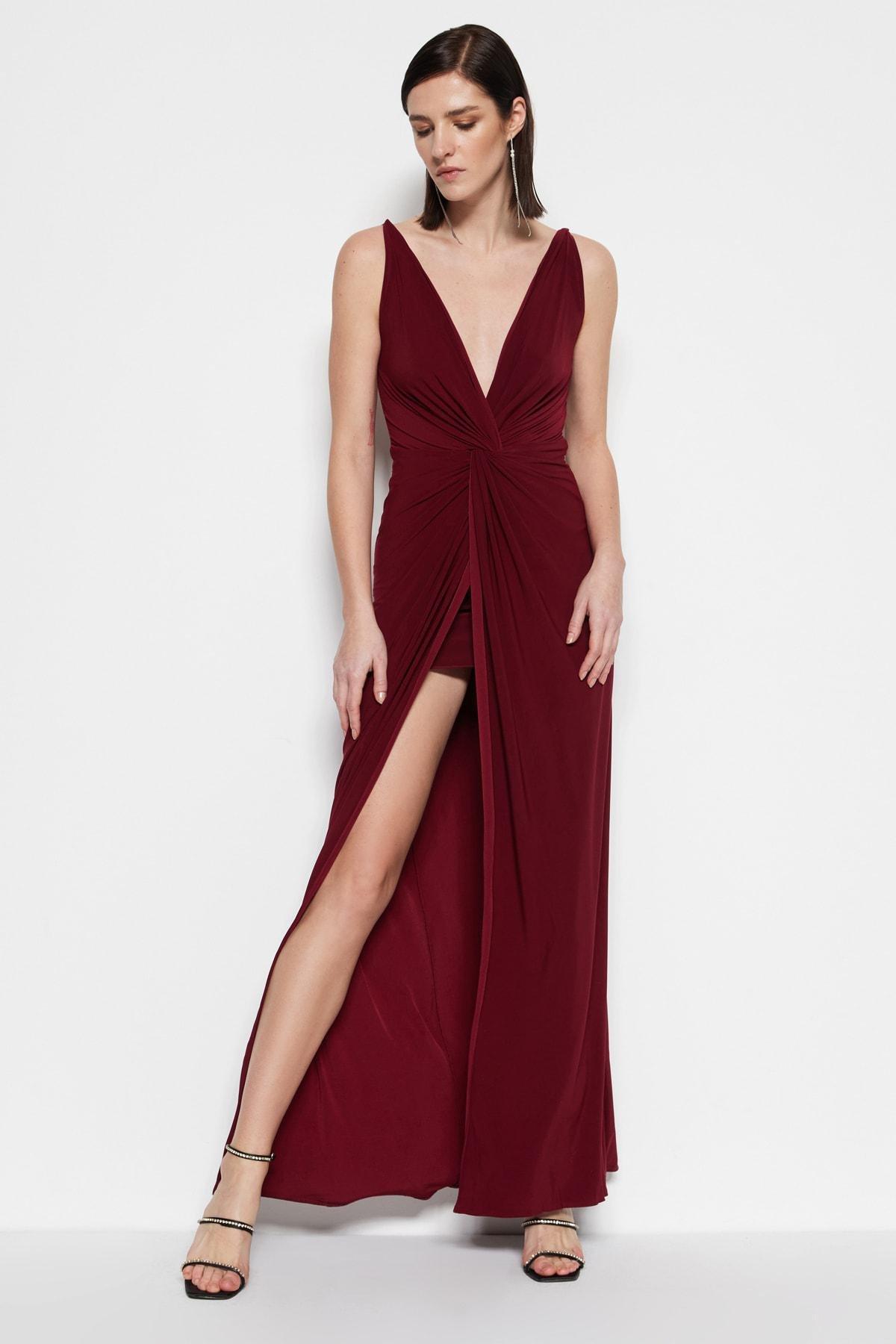 Burgundy Mermaid Occasionwear Dress, , large image number 2