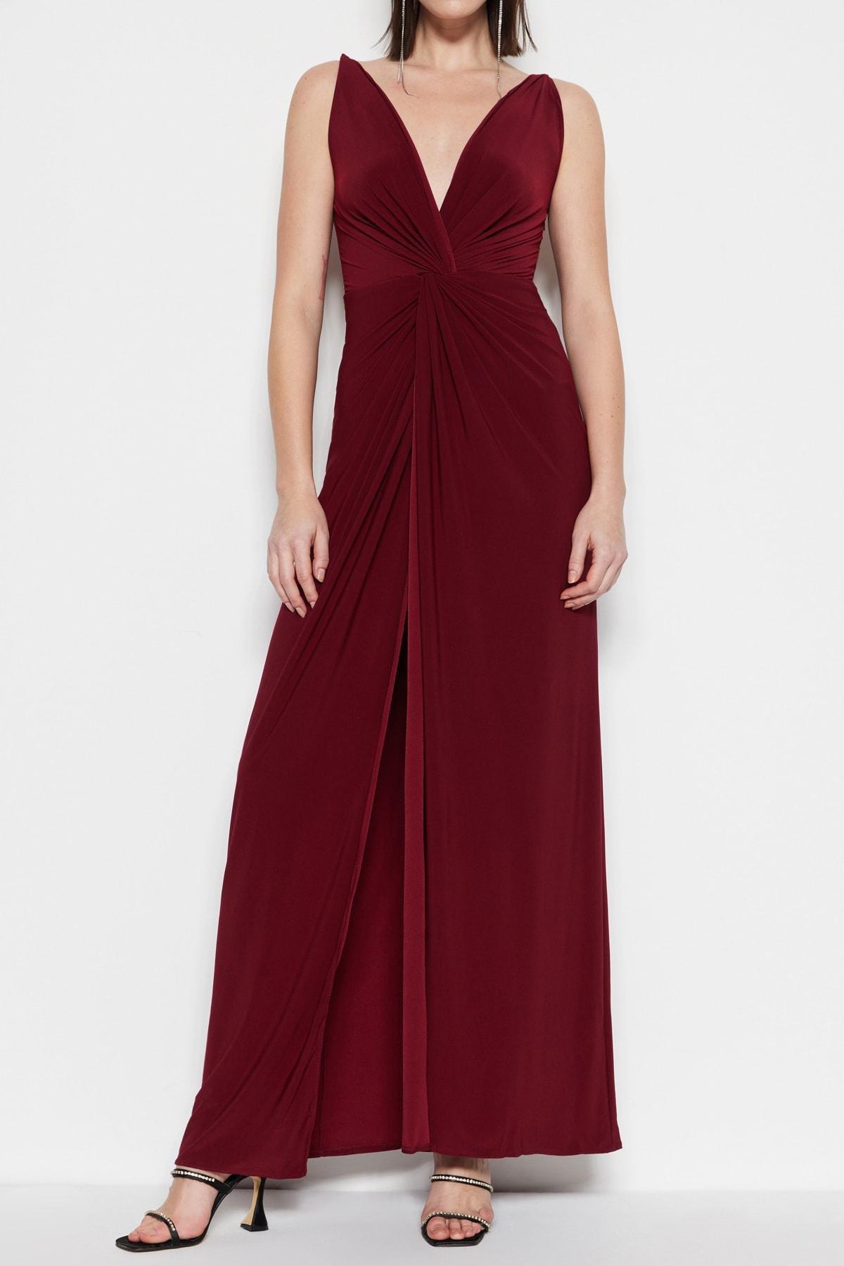Burgundy Mermaid Occasionwear Dress, , large image number 3
