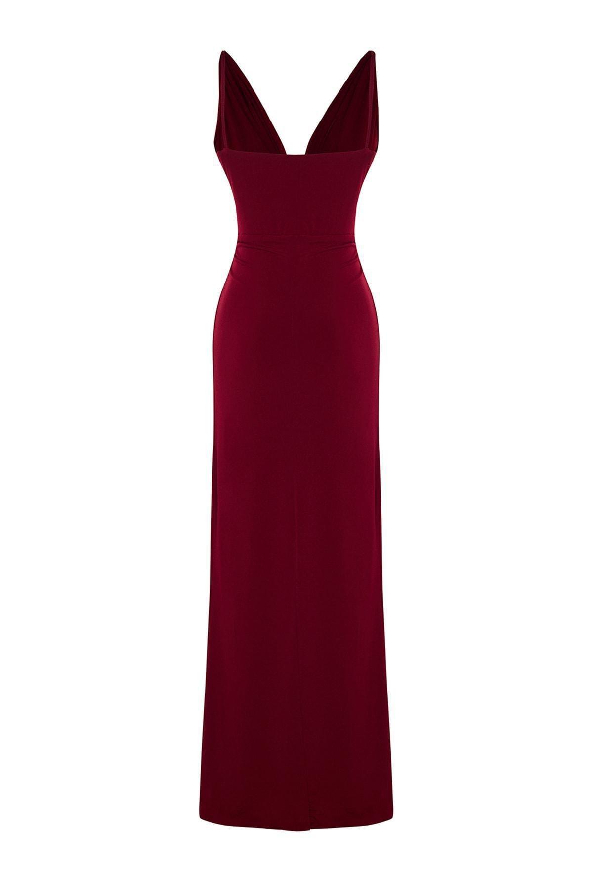 Burgundy Mermaid Occasionwear Dress, , large image number 8