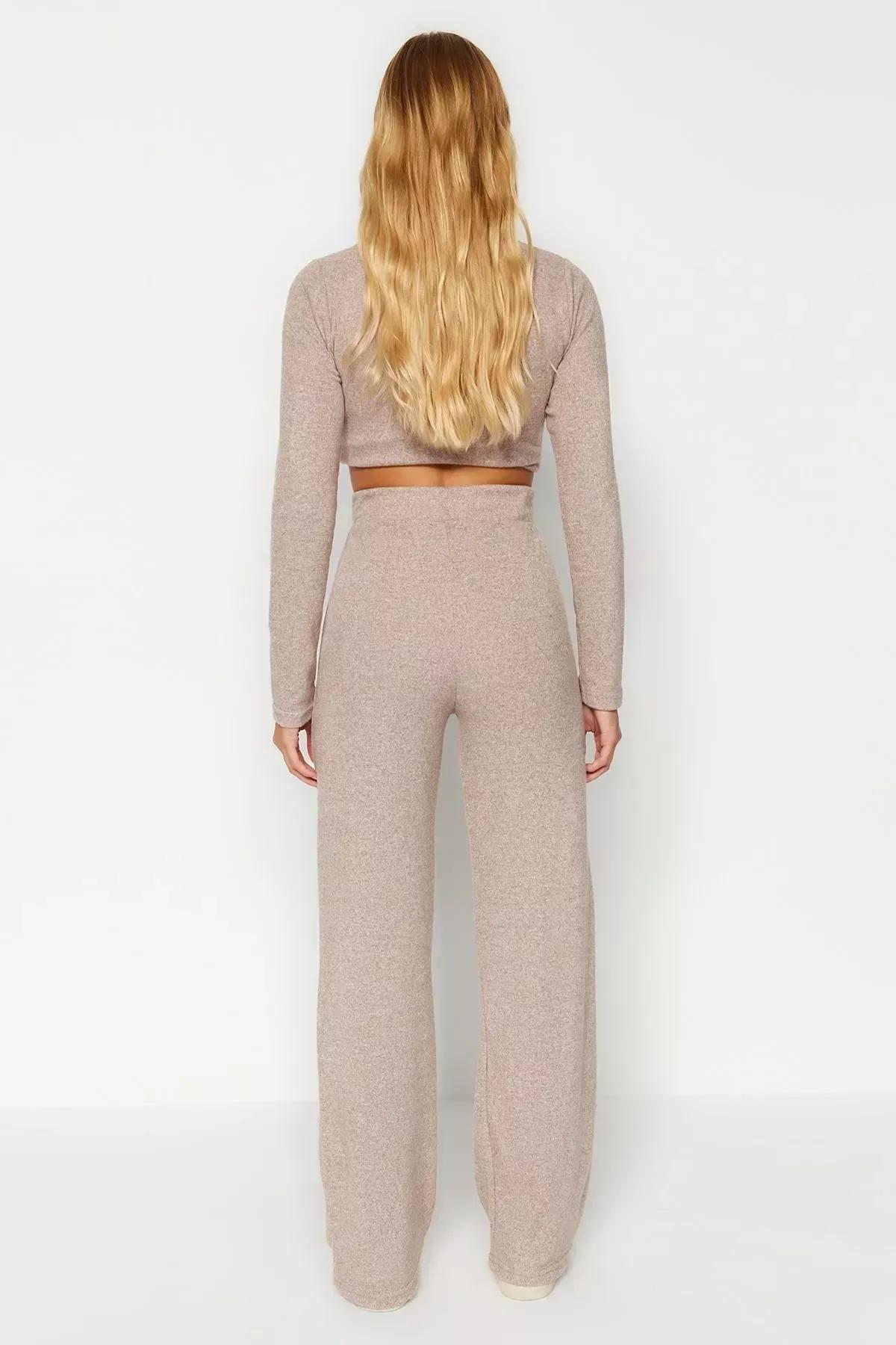 Beige Stand-Up Collar Knitted Co-Ord Set, Beige, large image number 10