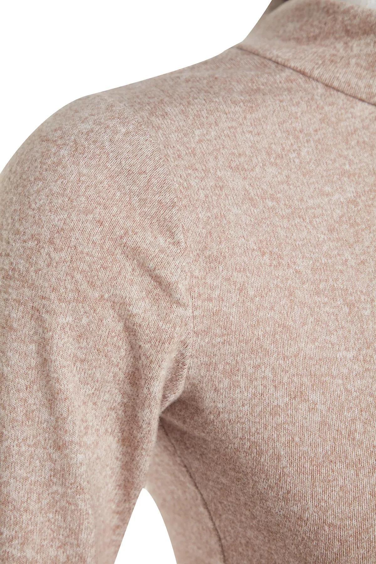 Beige Stand-Up Collar Knitted Co-Ord Set, Beige, large image number 14