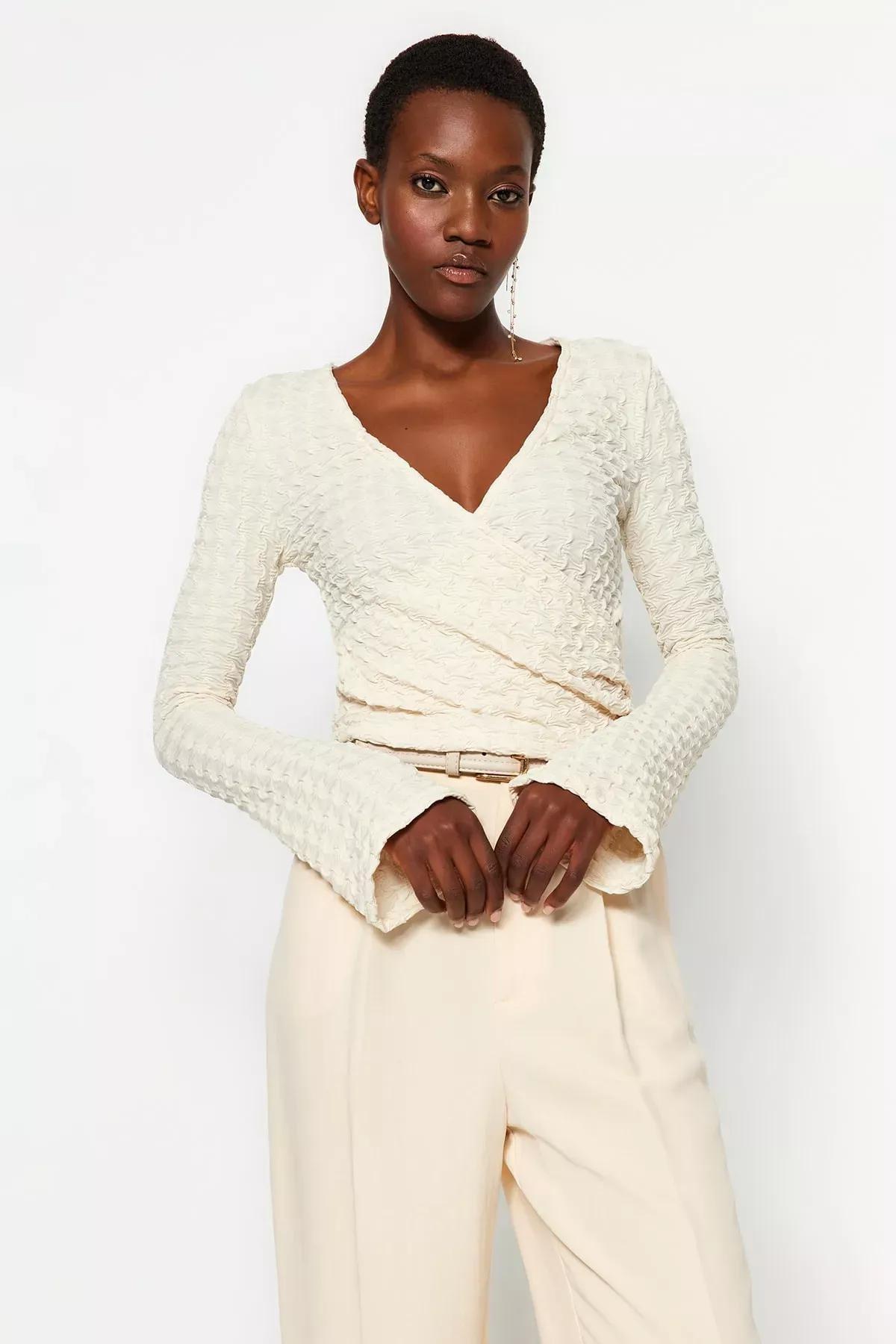 بلوزة بقصة عادية، بيج, Beige, large image number 0