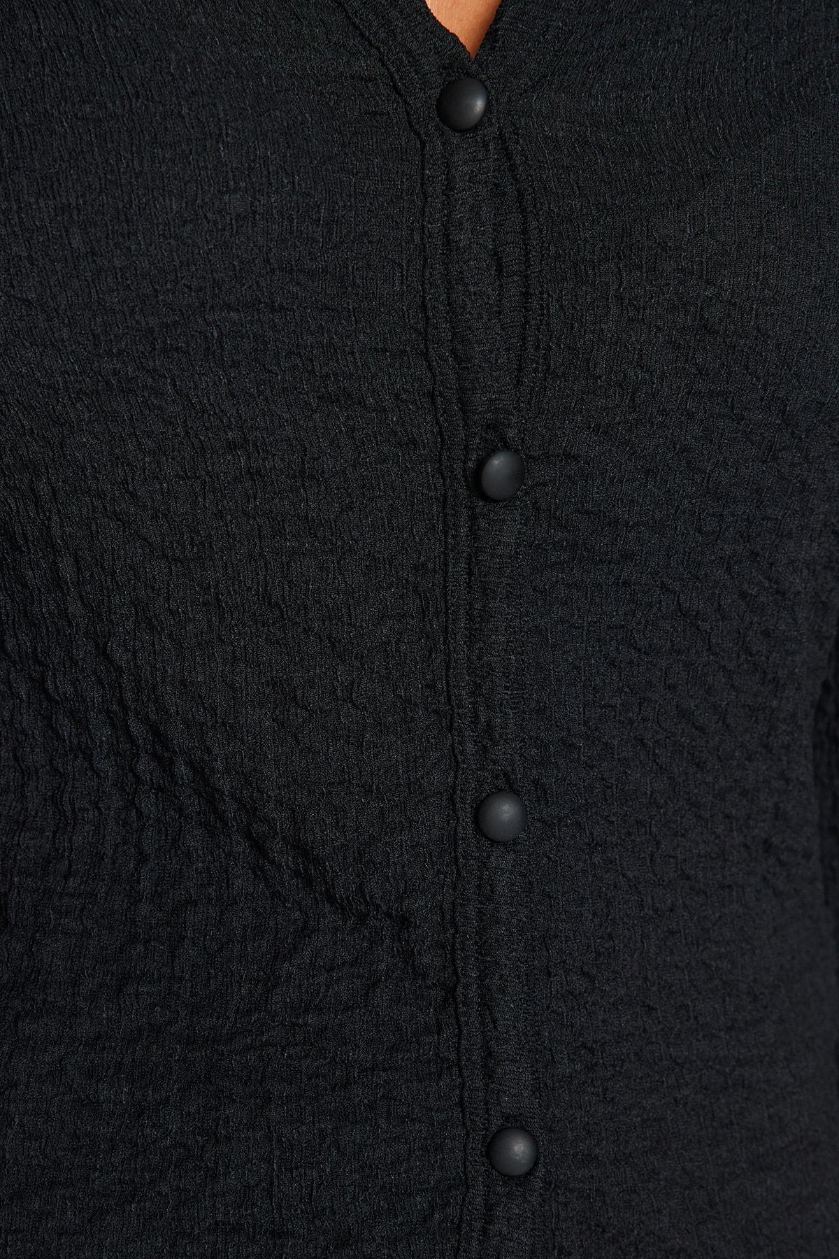 Black Premium Spanish Sleeve Stretch Knitted Shirt, , large image number 2