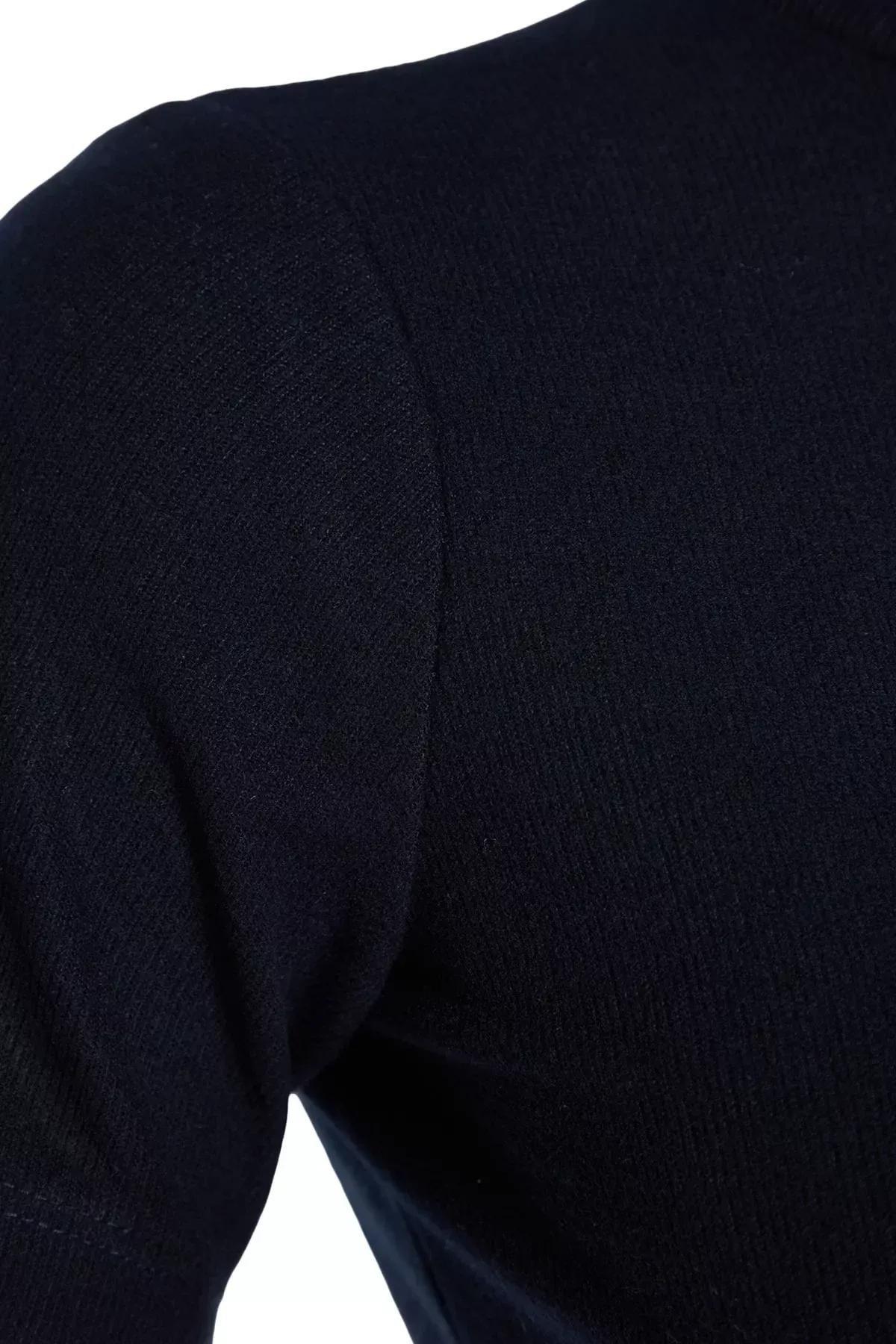 Navy A-Line Mini Knitted Dress, Navy blue, large image number 6