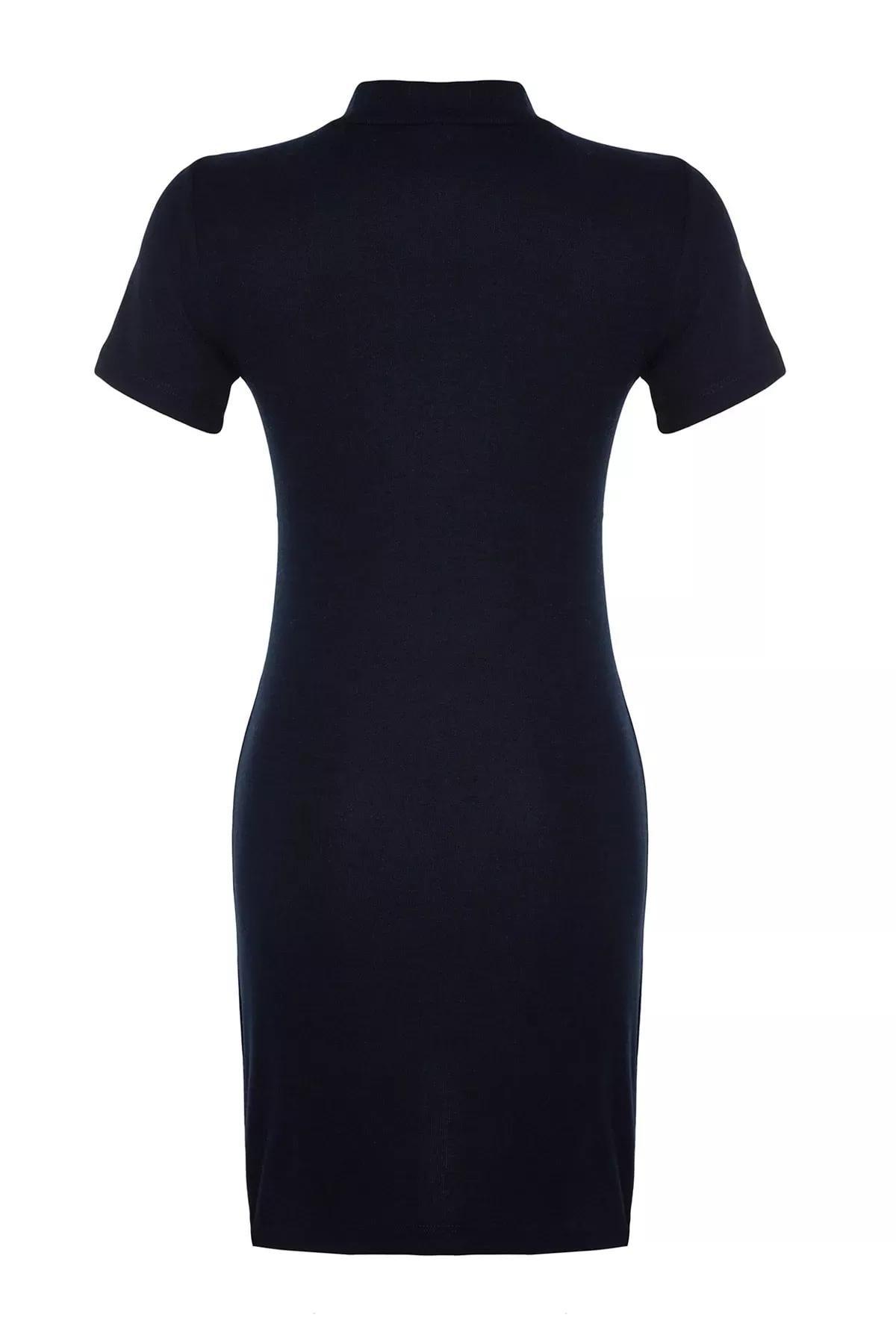Navy A-Line Mini Knitted Dress, Navy blue, large image number 7
