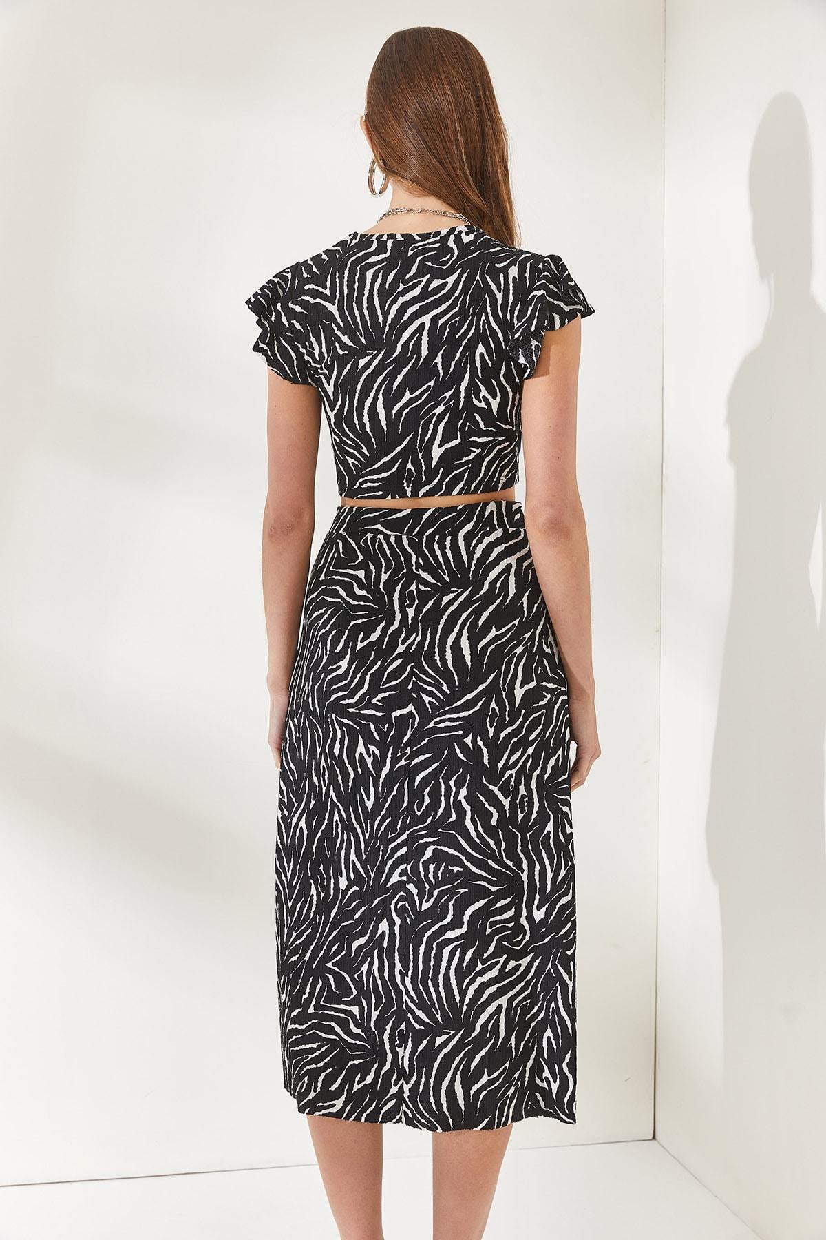 Black Printed Slit Co-Ord Set, , large image number 4