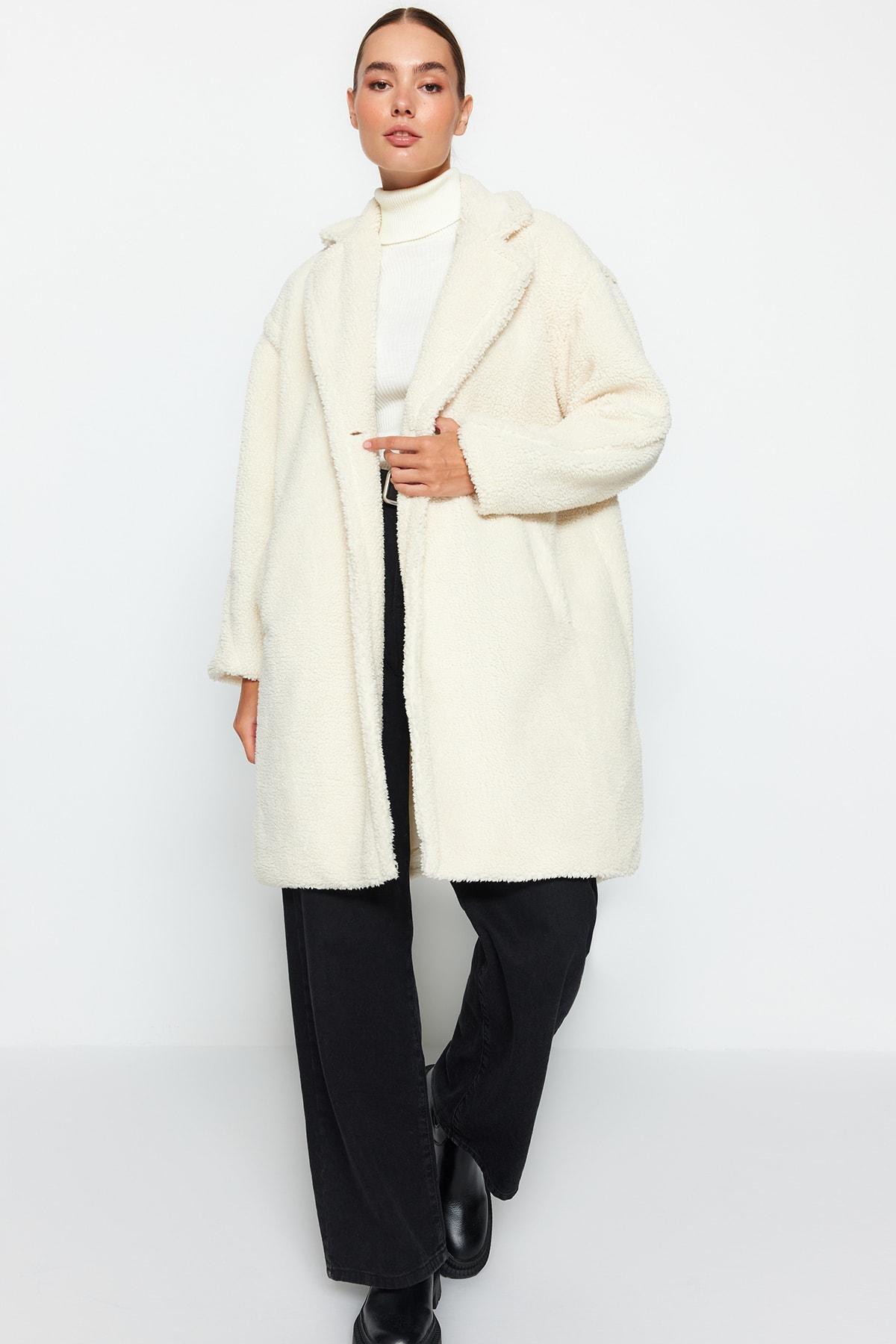 Long hot sale plush coat